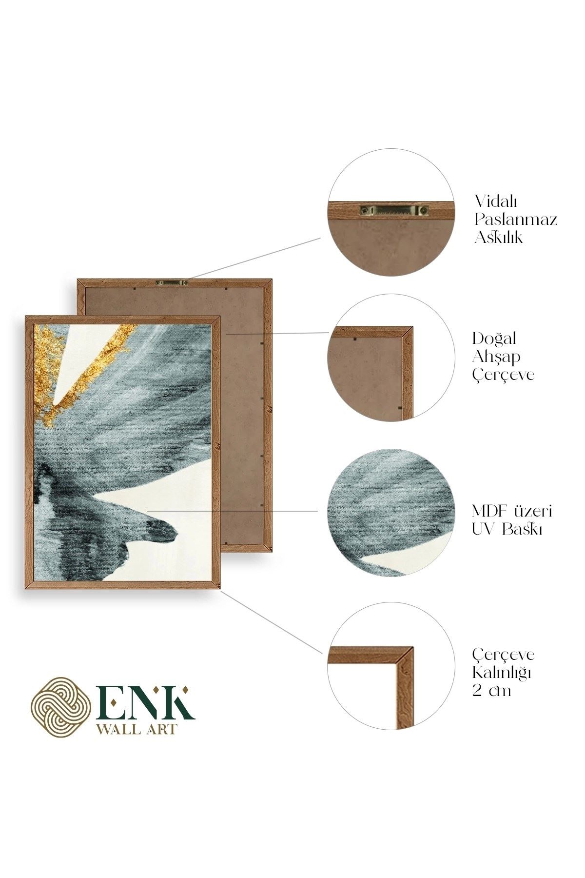 Manzara Üçlü Ahşap Çerçeveli Tablo 23 x 30