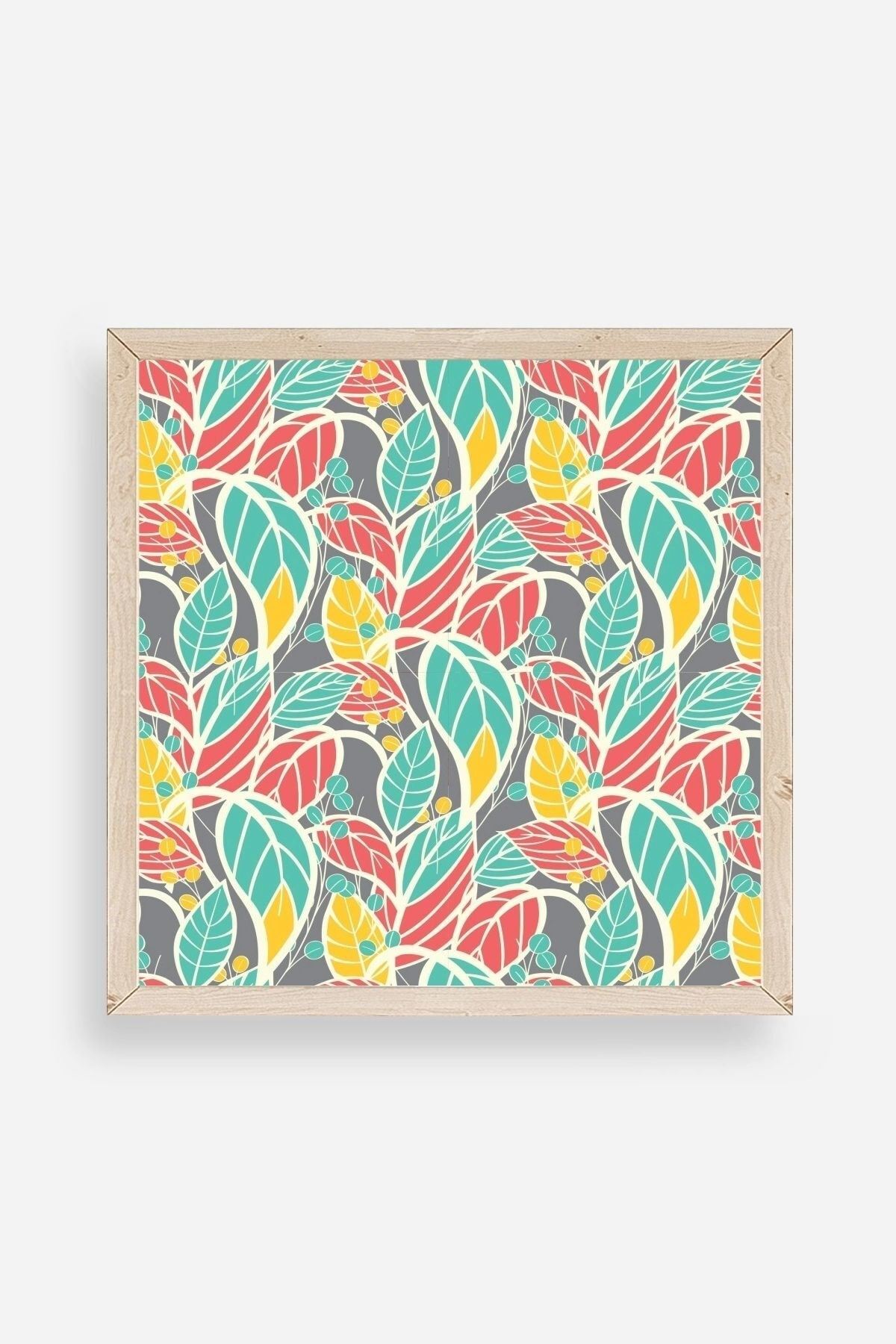 Yaprak Ahşap Çerçeveli Tablo 42 x 42