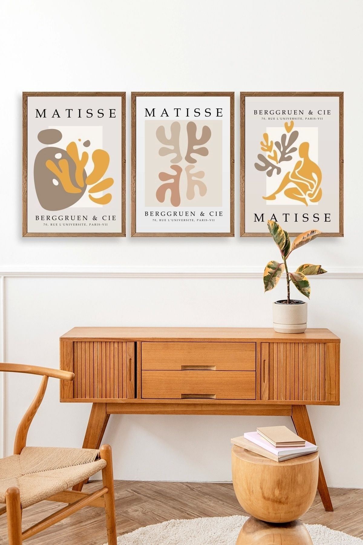 Matisse Üçlü Ahşap Çerçeveli Tablo 23 x 30