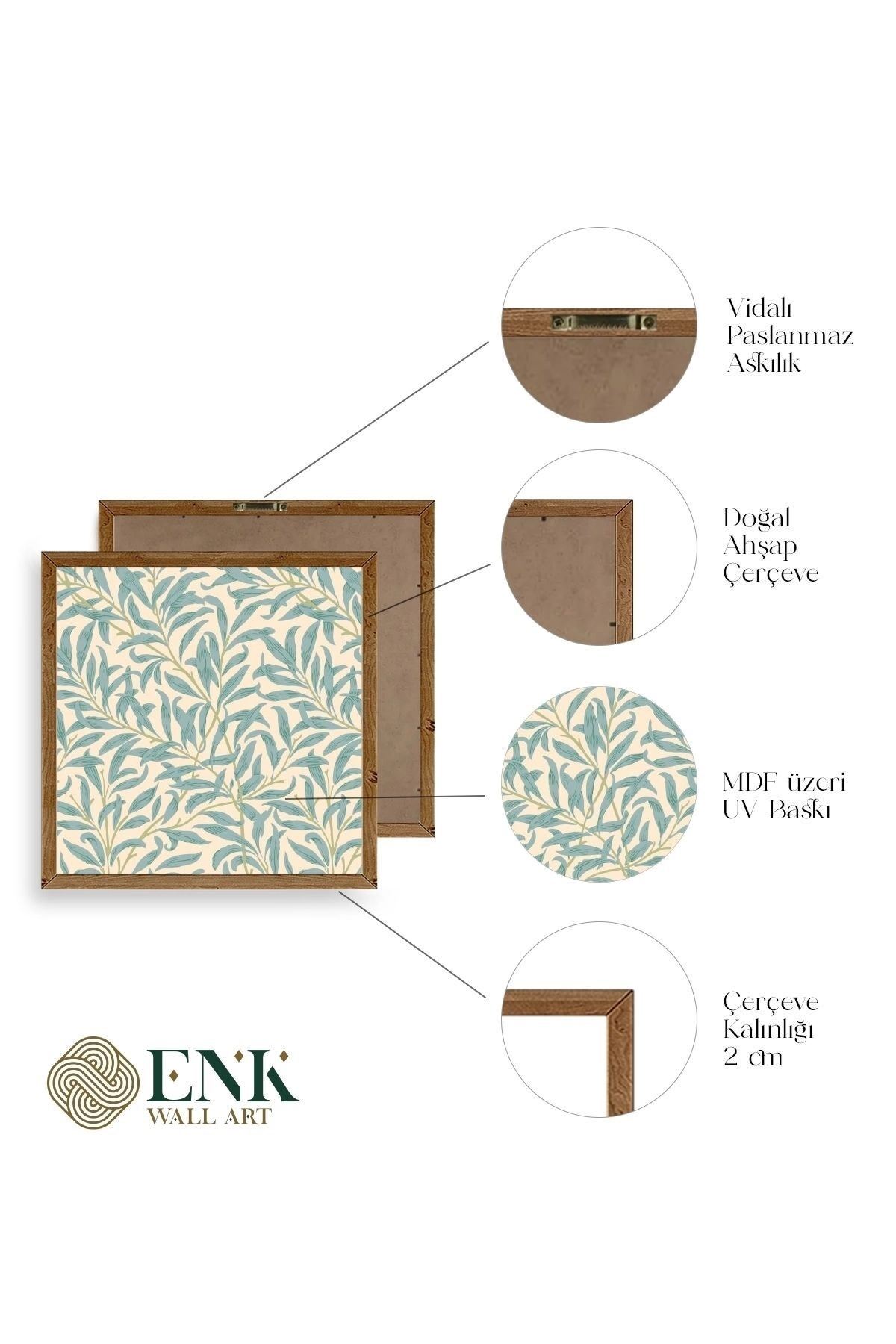 Yaprak Ahşap Çerçeveli Tablo 50 x 50