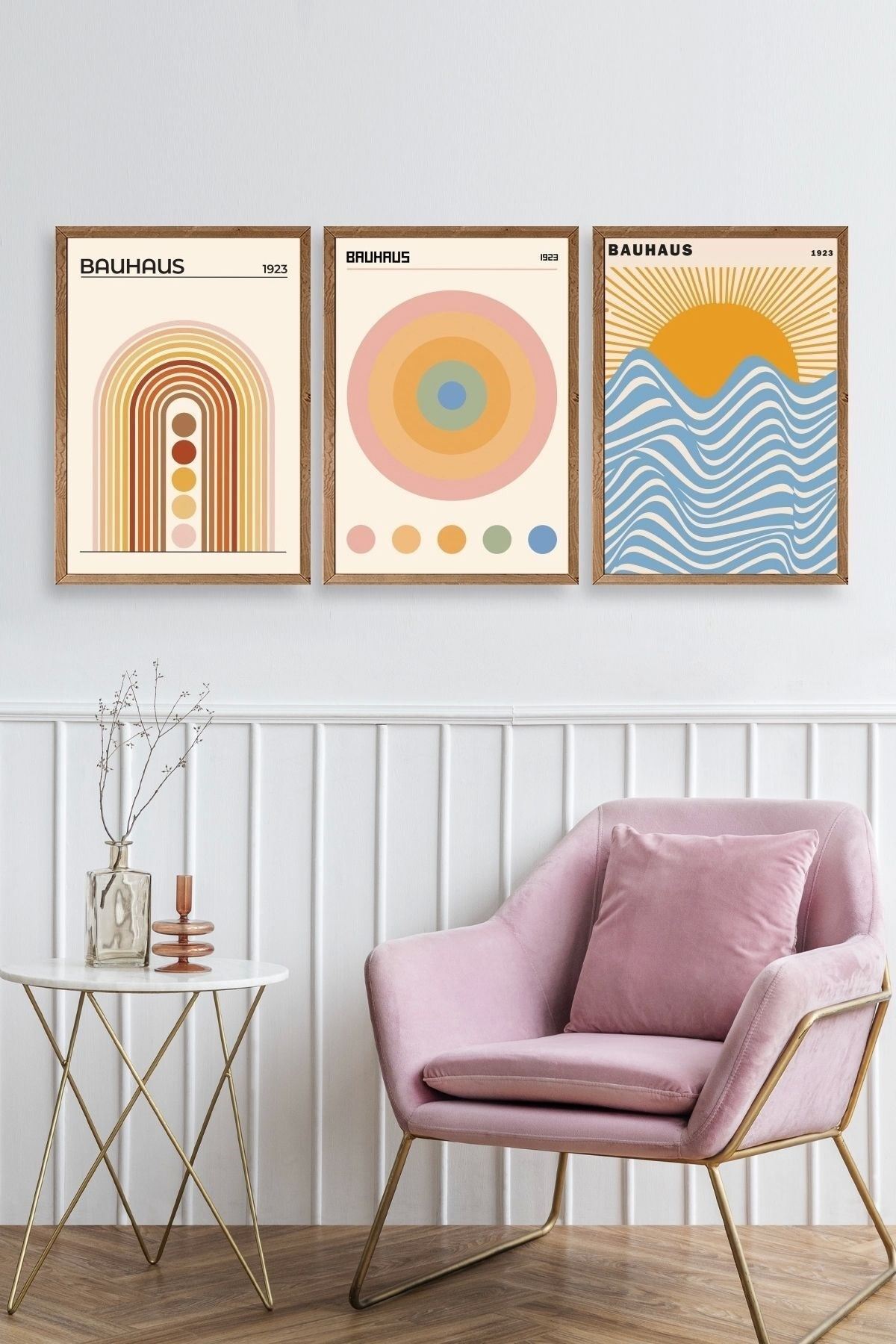 Bauhaus Üçlü Ahşap Çerçeveli Tablo 50 x 70