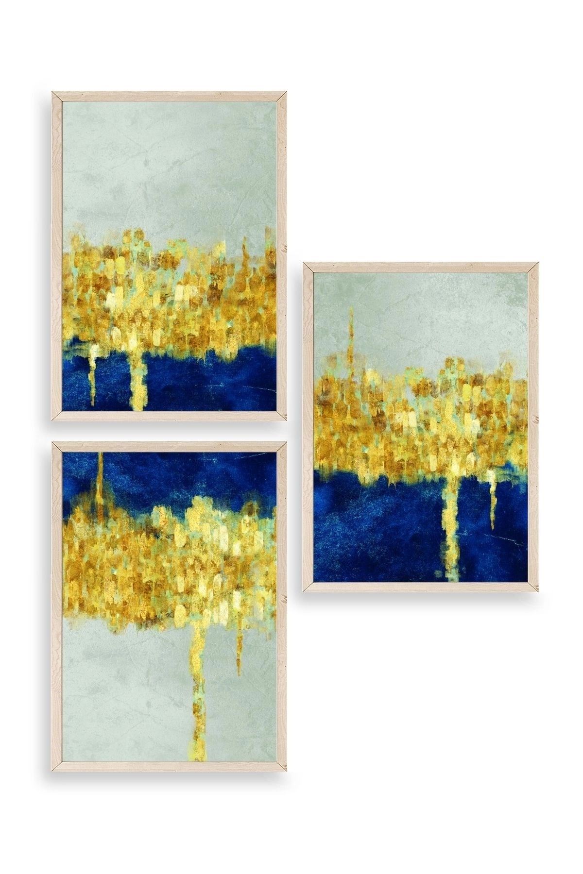 Ünlü Tablolar Üçlü Ahşap Çerçeveli Tablo 30 x 40