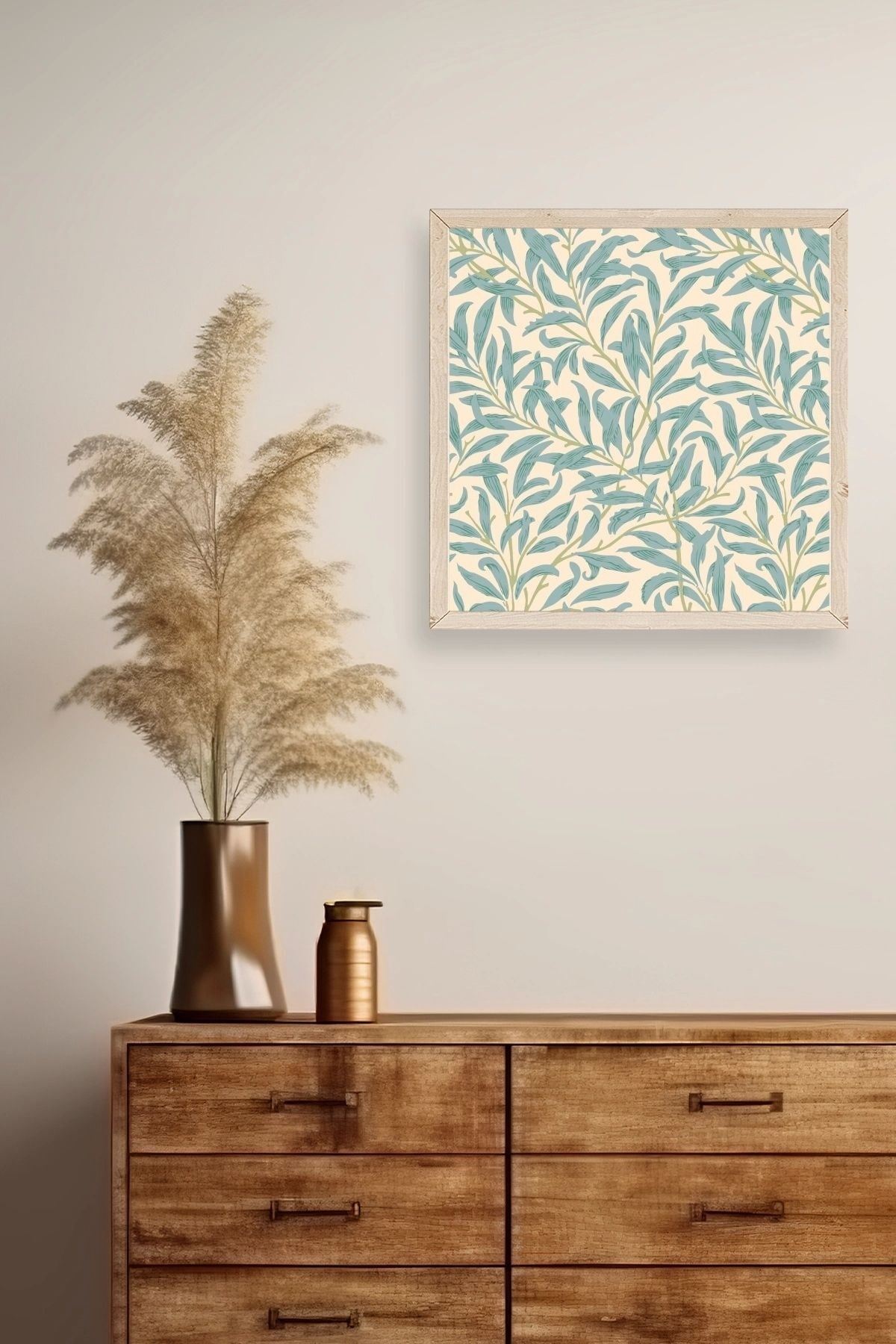 Yaprak Ahşap Çerçeveli Tablo 23 x 23