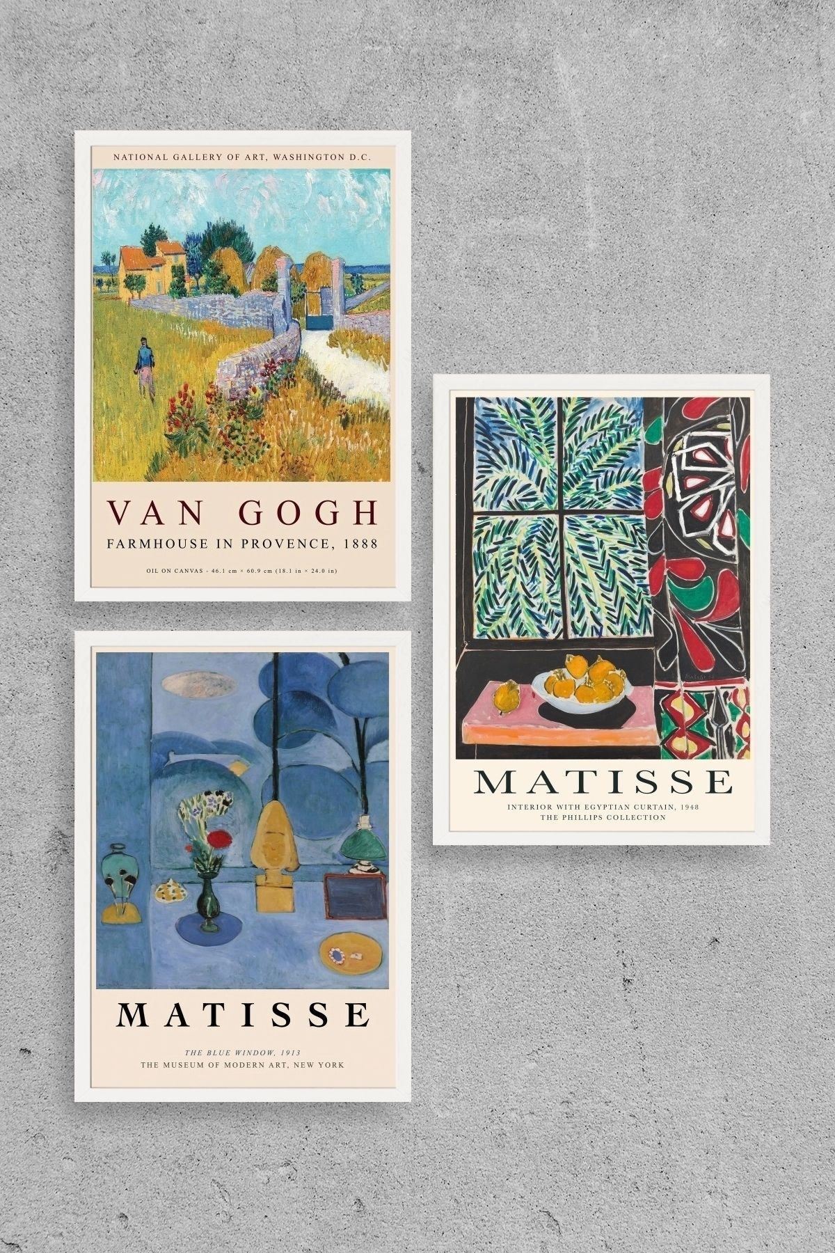 Ünlü Tablolar Üçlü Ahşap Çerçeveli Tablo 50 x 70