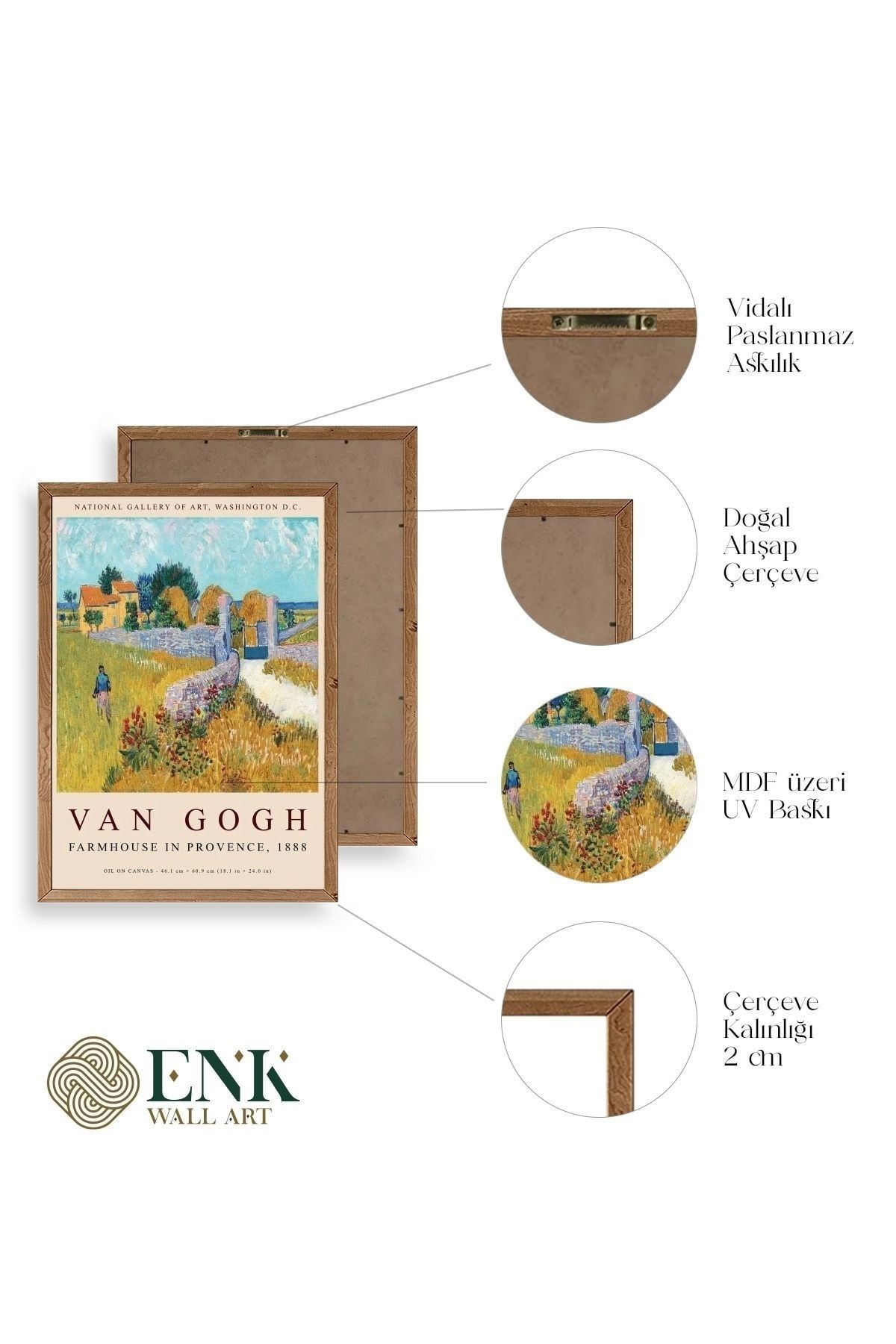 Ünlü Tablolar Üçlü Ahşap Çerçeveli Tablo 50 x 70