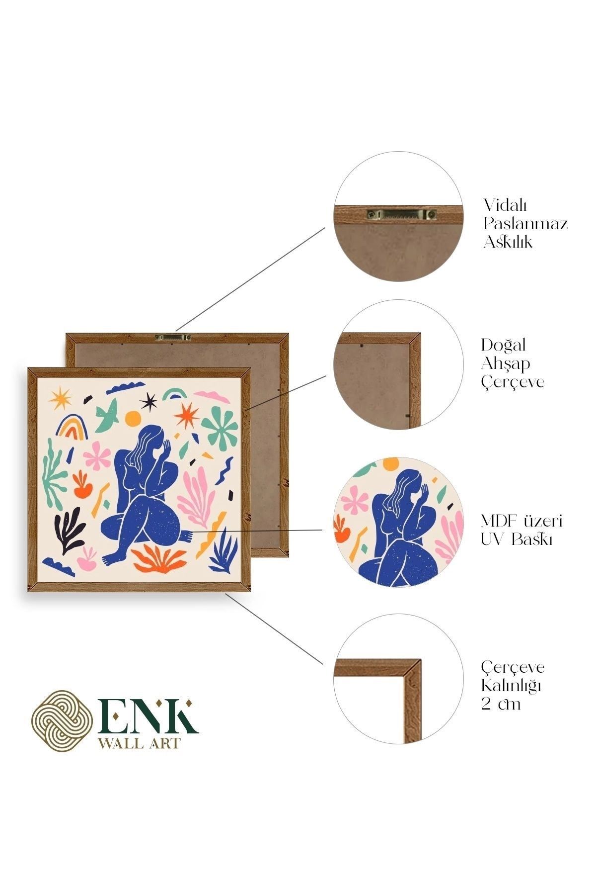 Kadın Ahşap Çerçeveli Tablo 23 x 23