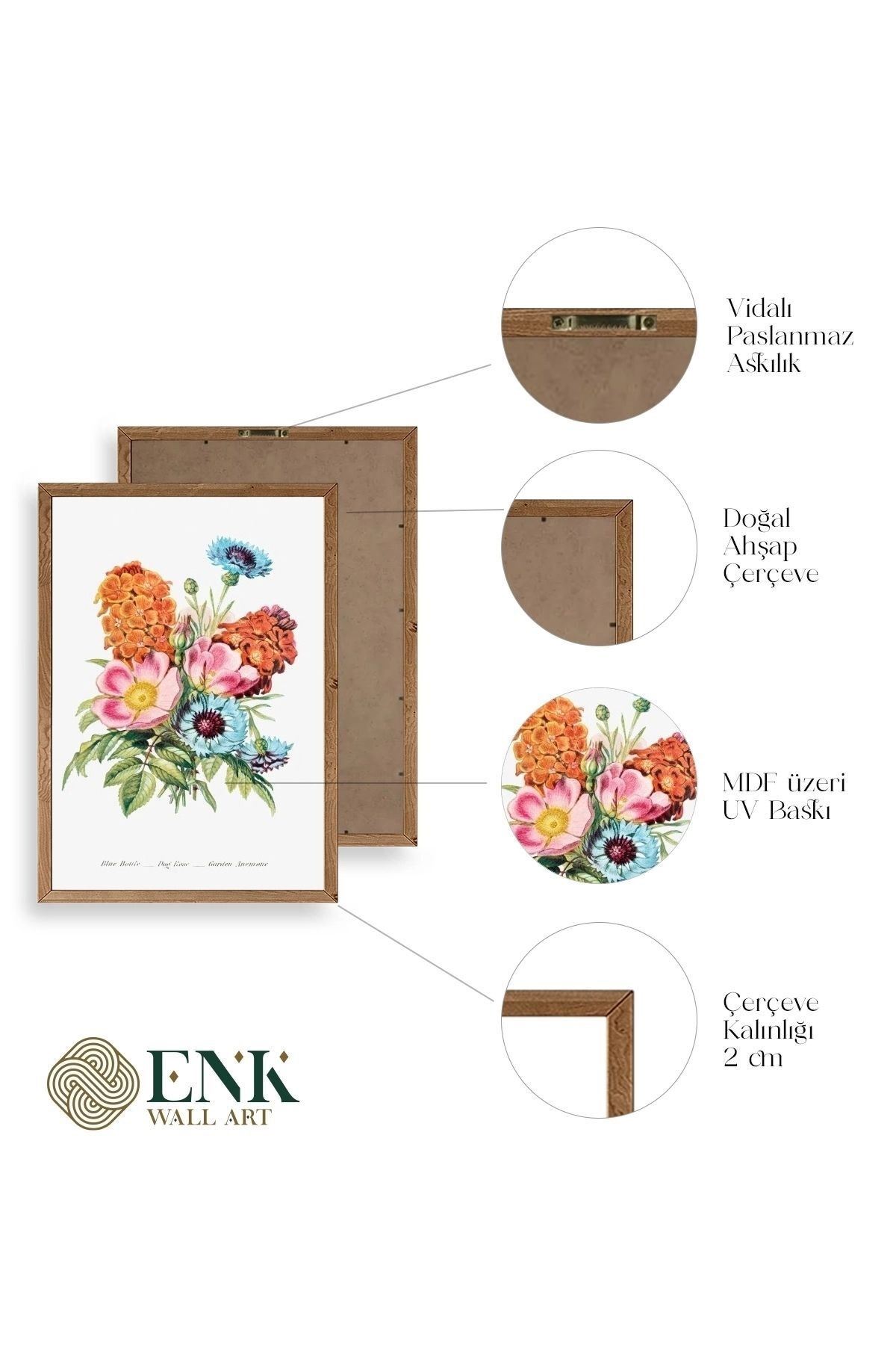 Bahar Çiçekleri Ahşap Çerçeveli Tablo 23 x 30