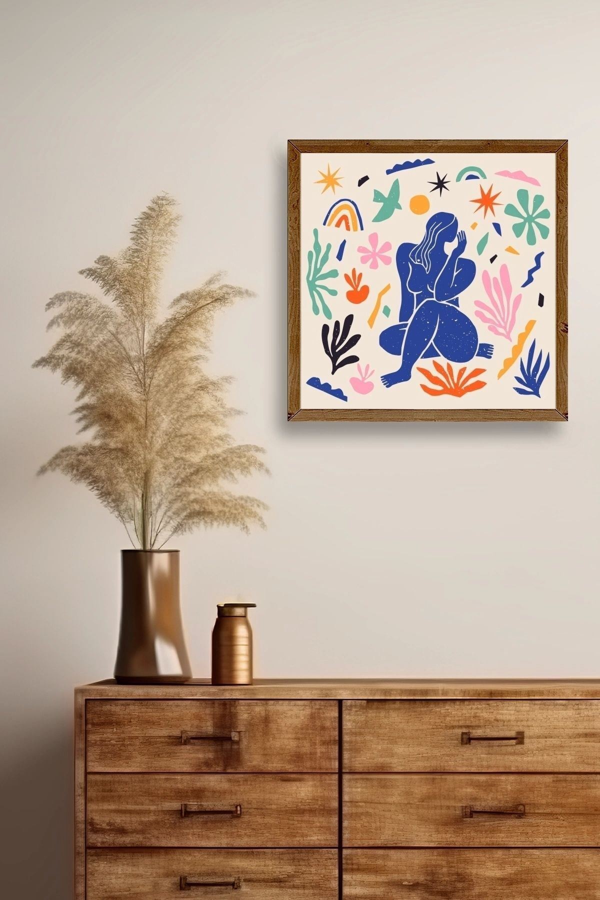 Kadın Ahşap Çerçeveli Tablo 42 x 42