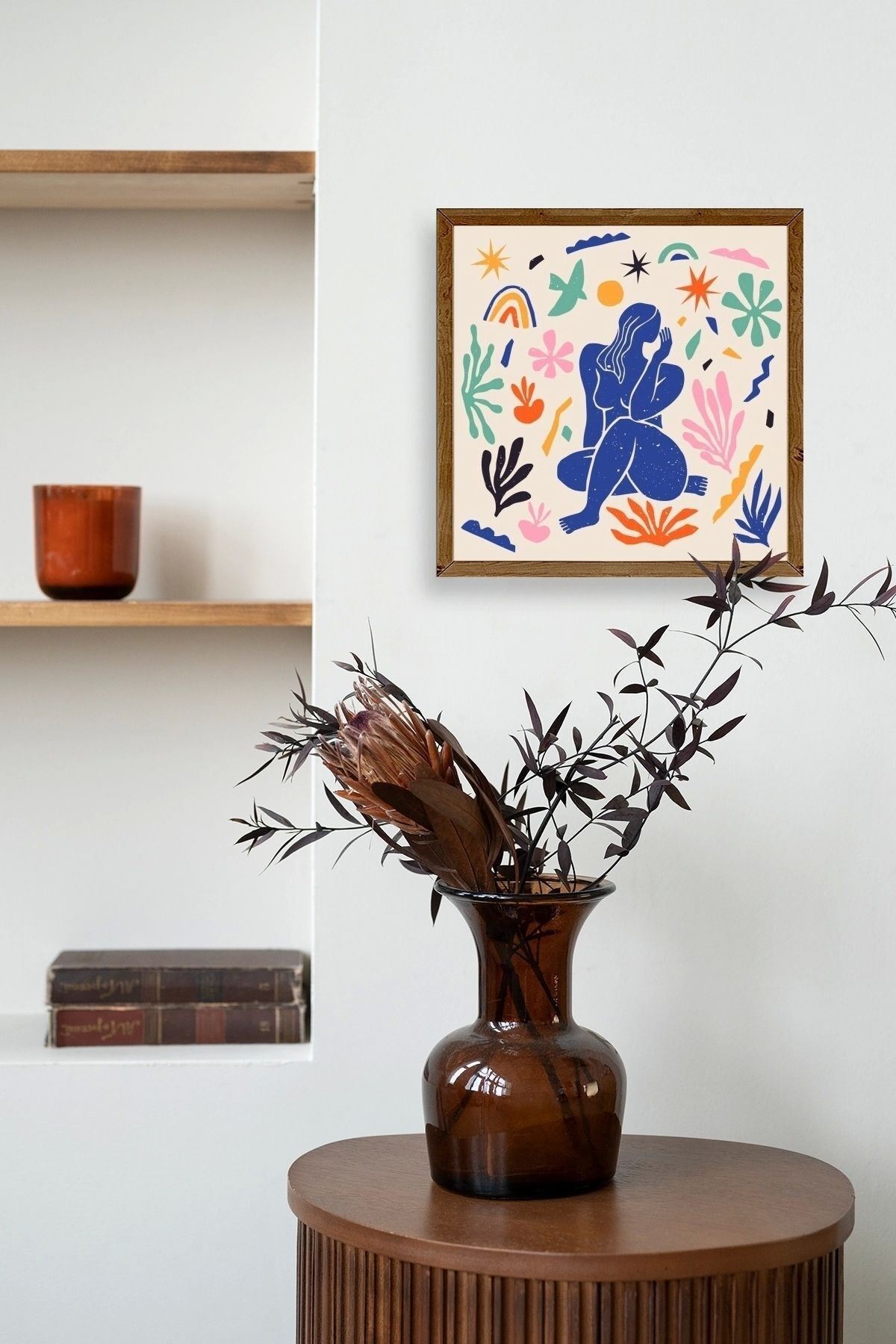 Kadın Ahşap Çerçeveli Tablo 42 x 42