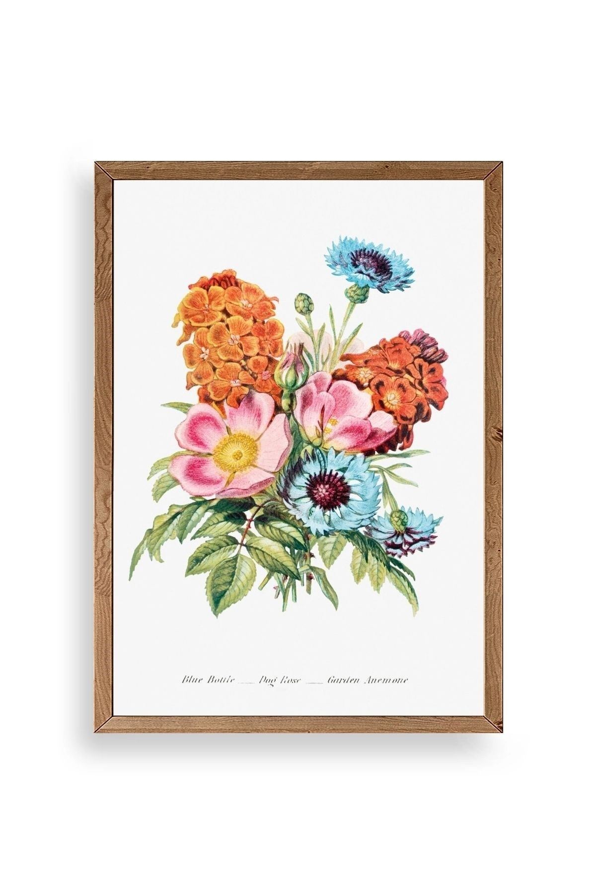 Bahar Çiçekleri Ahşap Çerçeveli Tablo 17 x 23