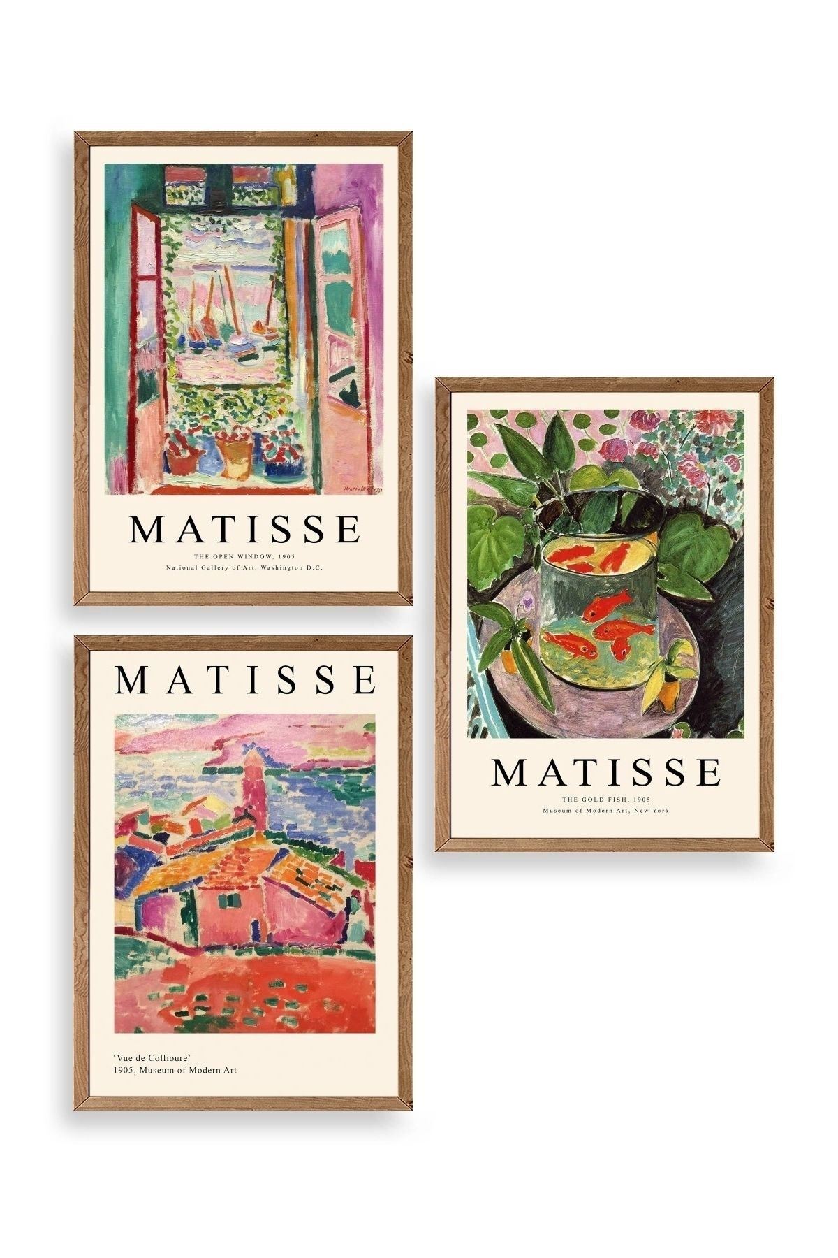 Matisse Üçlü Ahşap Çerçeveli Tablo 50 x 70