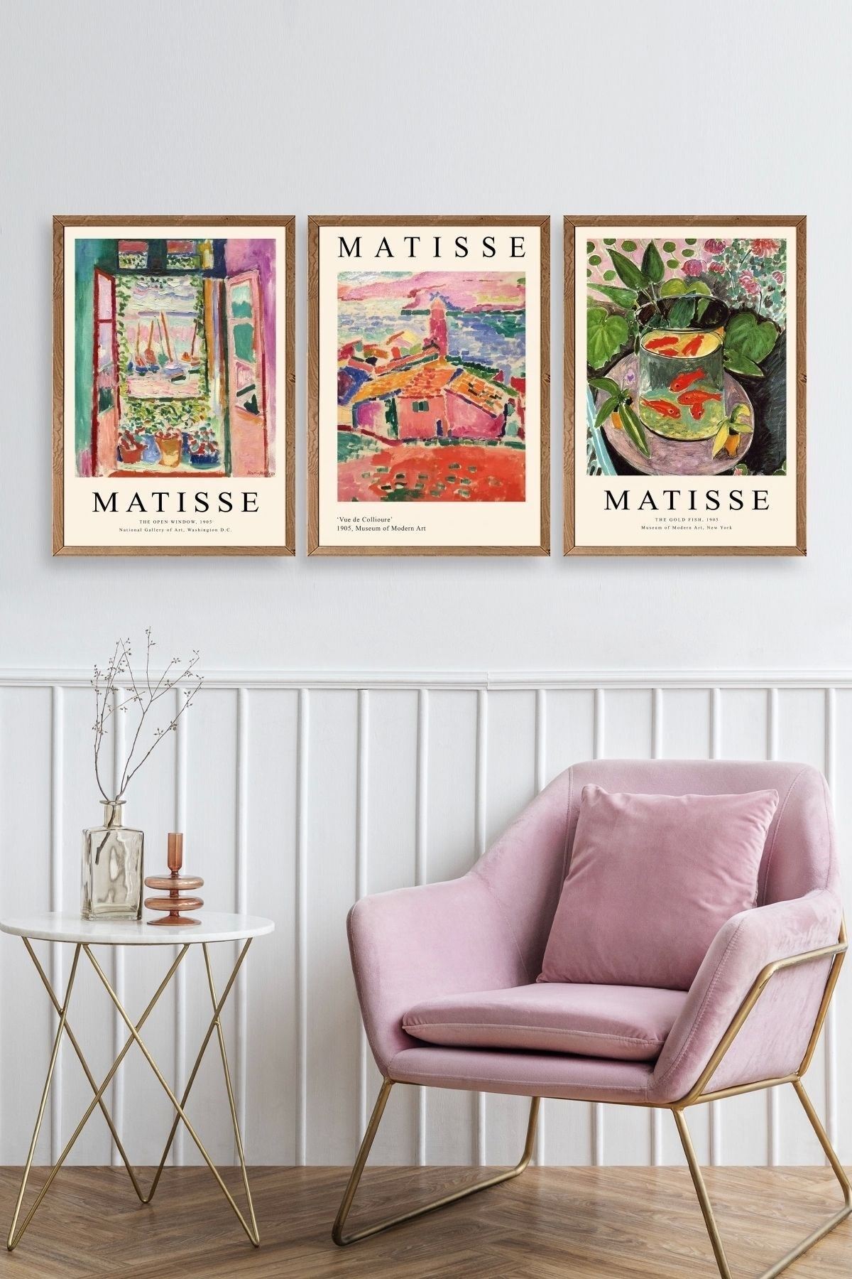 Matisse Üçlü Ahşap Çerçeveli Tablo 23 x 30