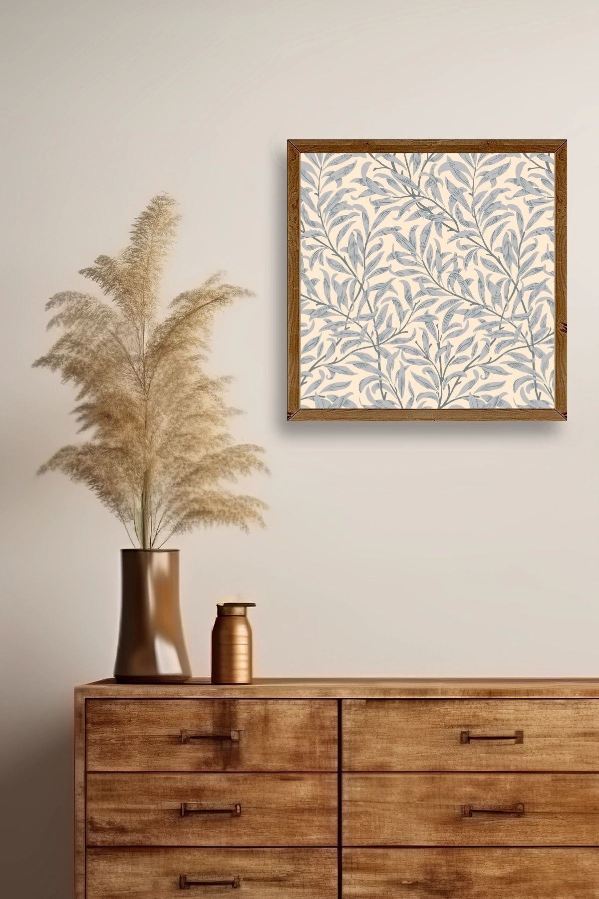 Yaprak Ahşap Çerçeveli Tablo 42 x 42