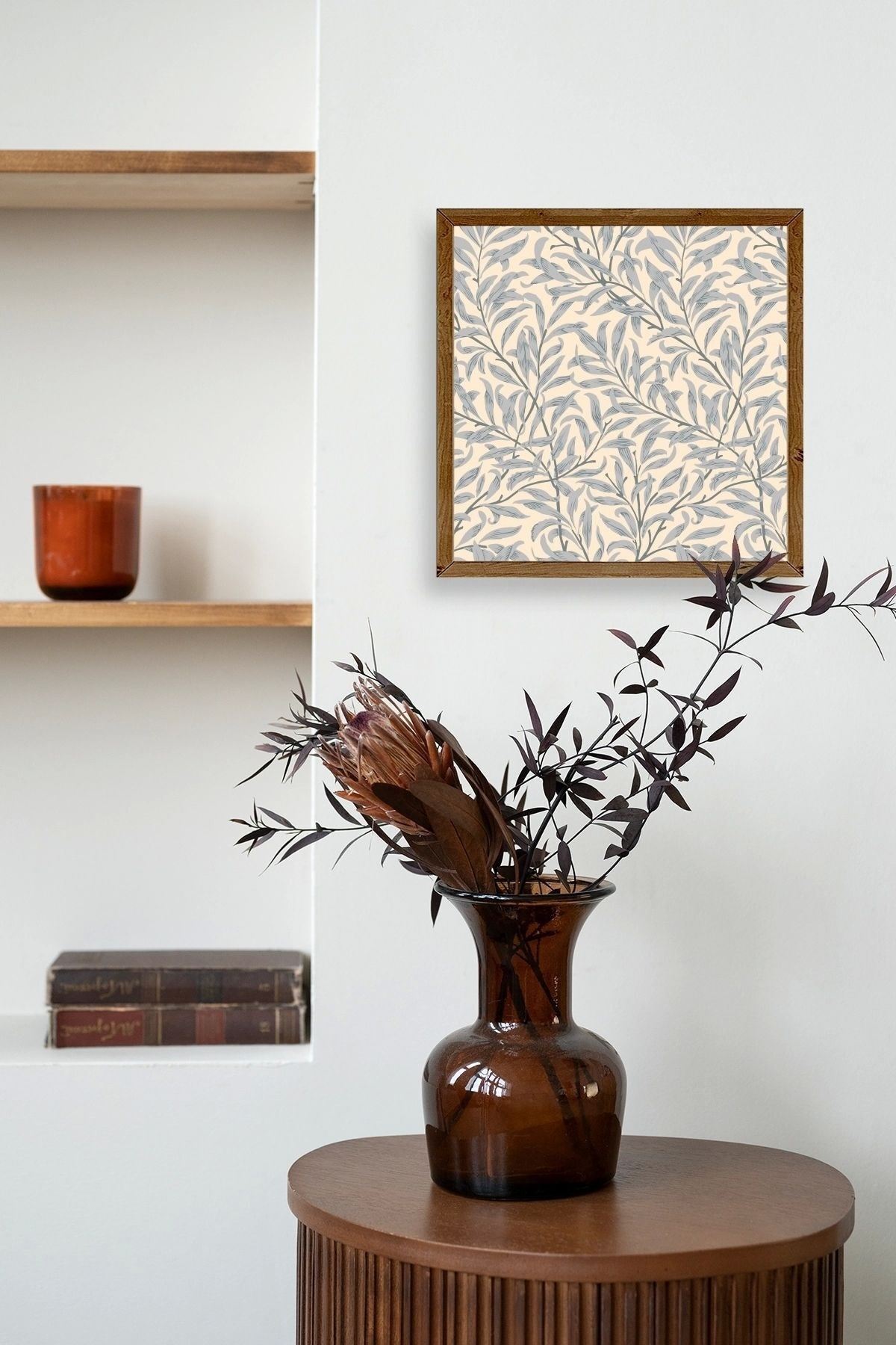 Yaprak Ahşap Çerçeveli Tablo 23 x 23