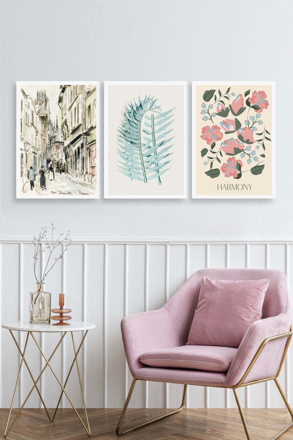 Harmony Üçlü Ahşap Çerçeveli Tablo 40 x 60