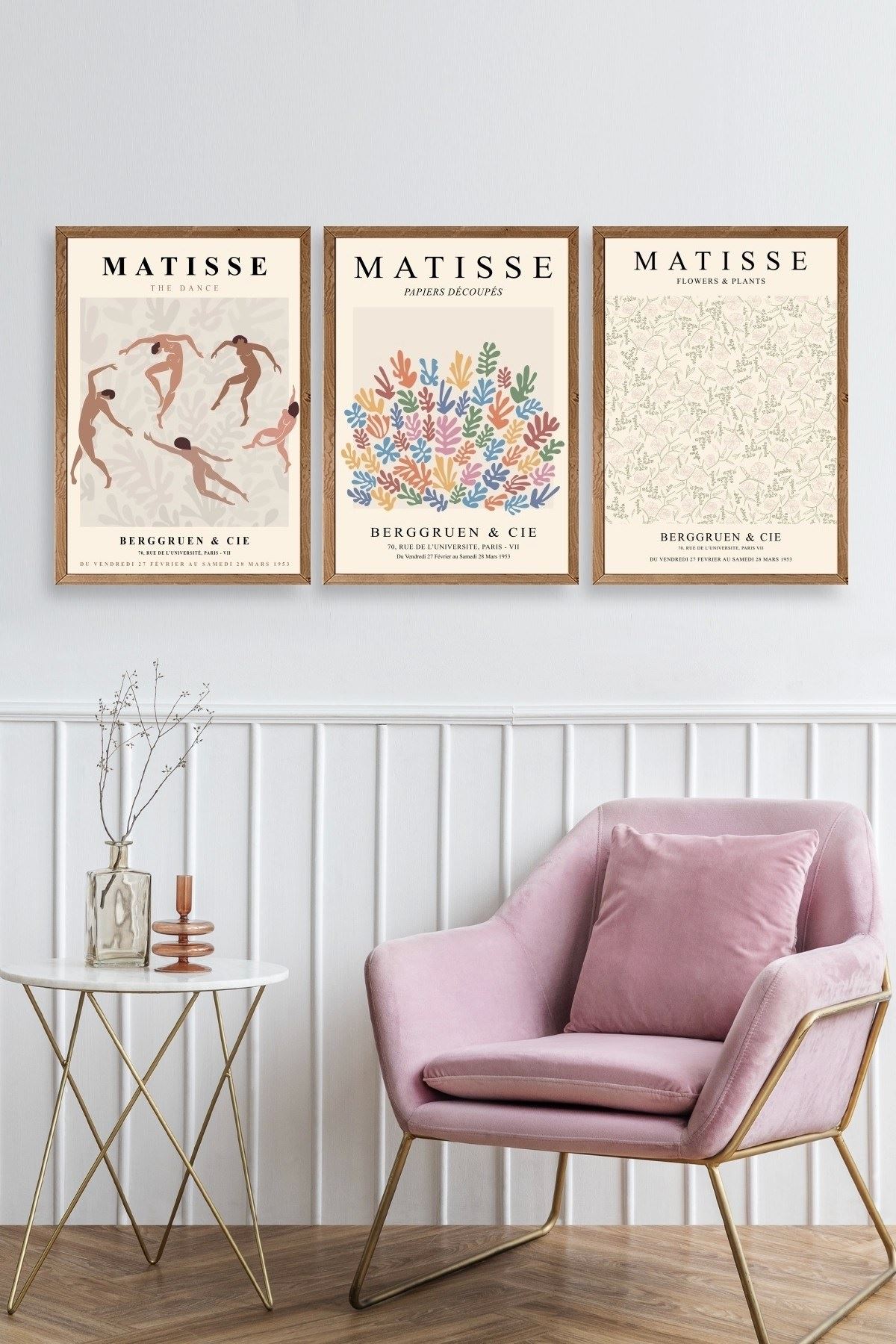 Matisse Üçlü Ahşap Çerçeveli Tablo 40 x 60