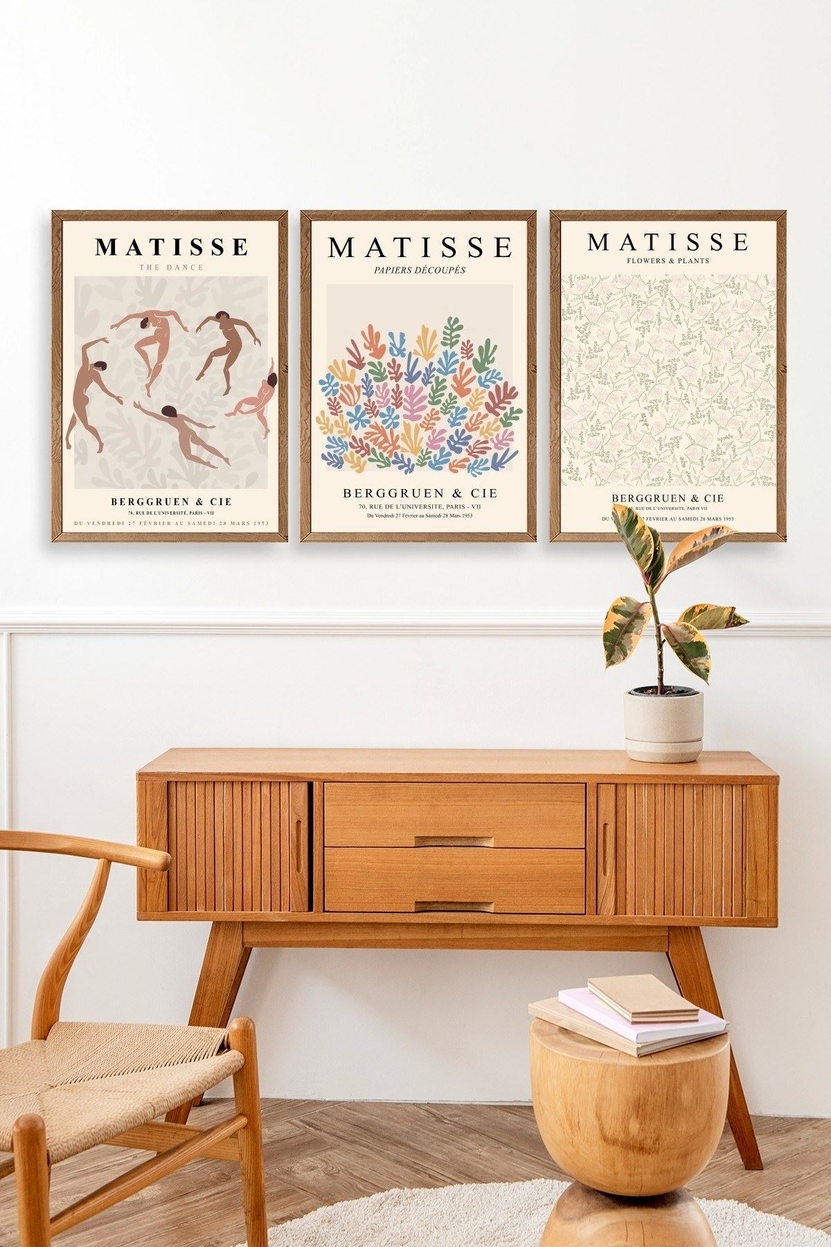 Matisse Üçlü Ahşap Çerçeveli Tablo 50 x 70