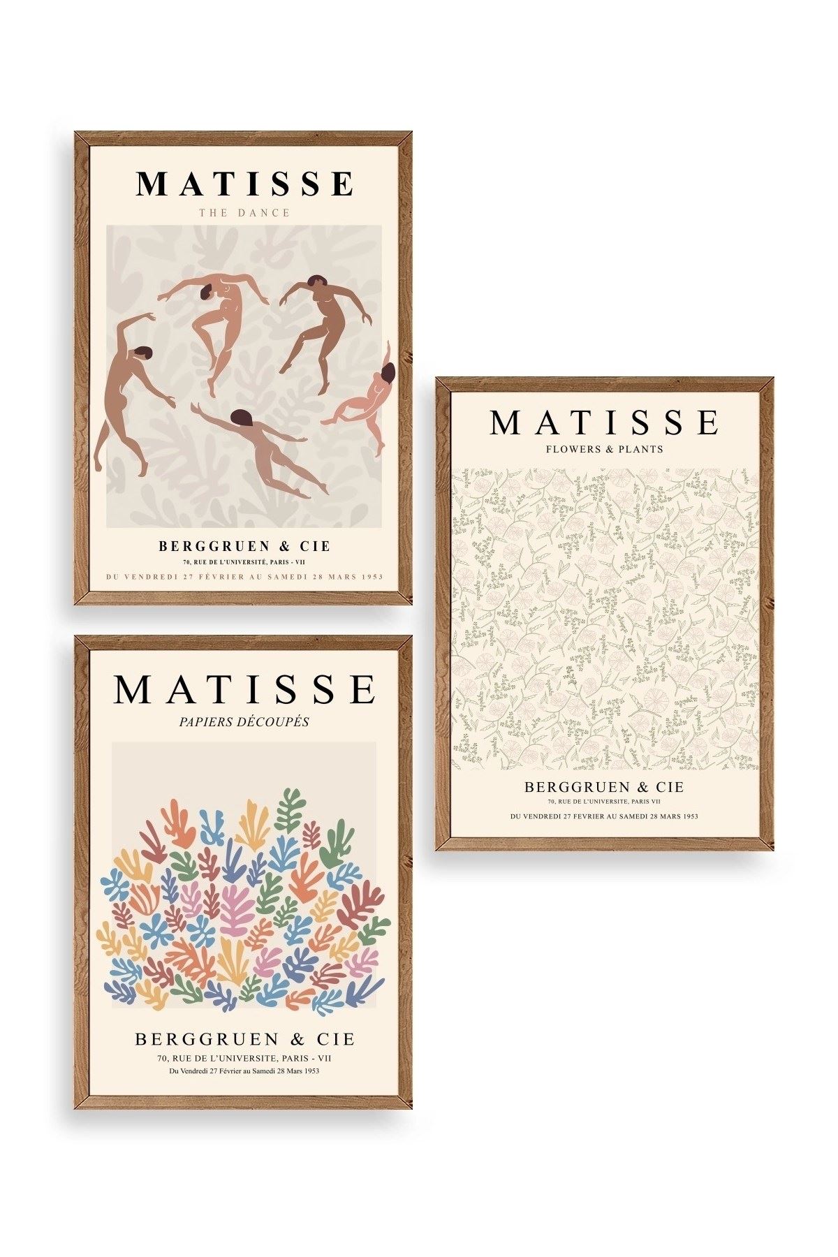 Matisse Üçlü Ahşap Çerçeveli Tablo 30 x 40