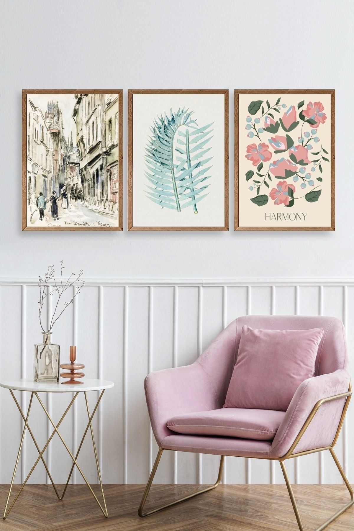 Harmony Üçlü Ahşap Çerçeveli Tablo 23 x 30