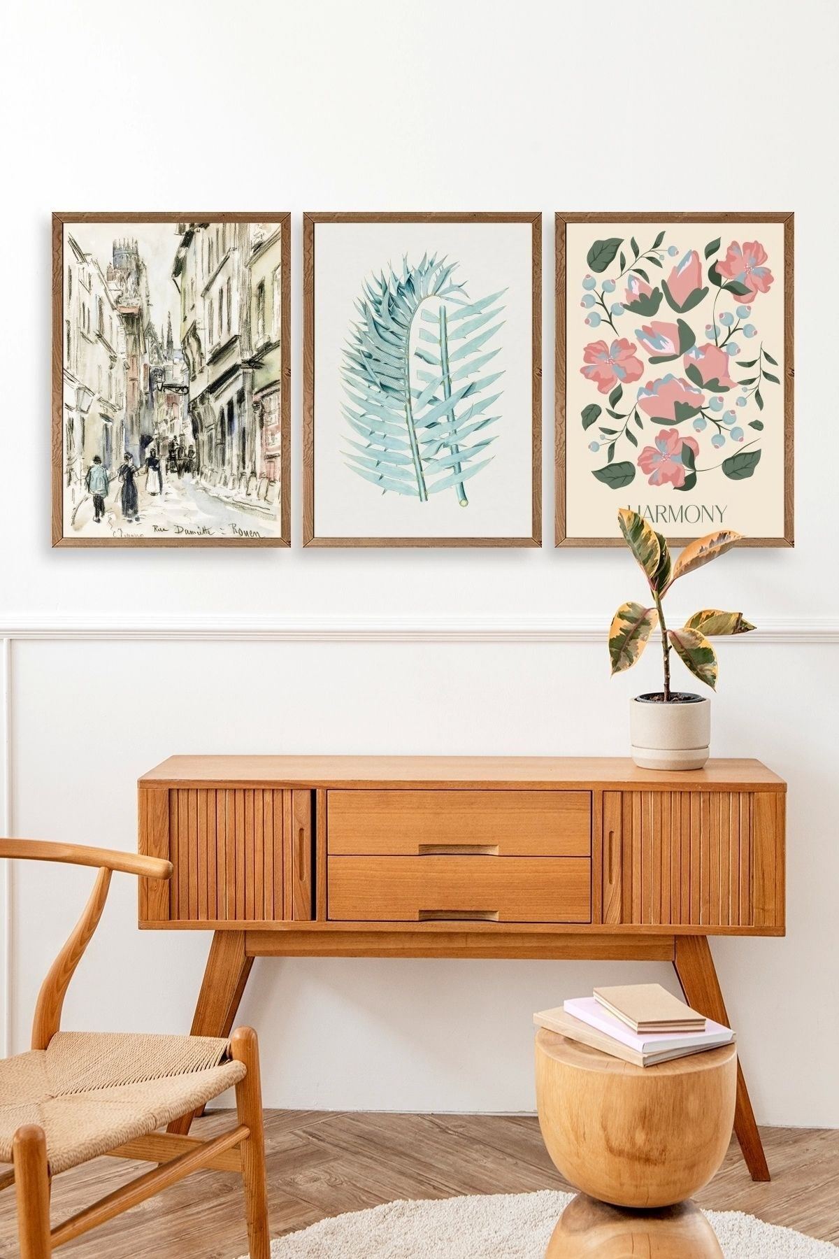 Harmony Üçlü Ahşap Çerçeveli Tablo 23 x 30