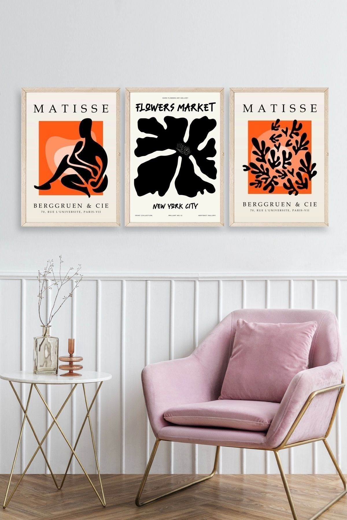 Matisse Üçlü Ahşap Çerçeveli Tablo 30 x 40