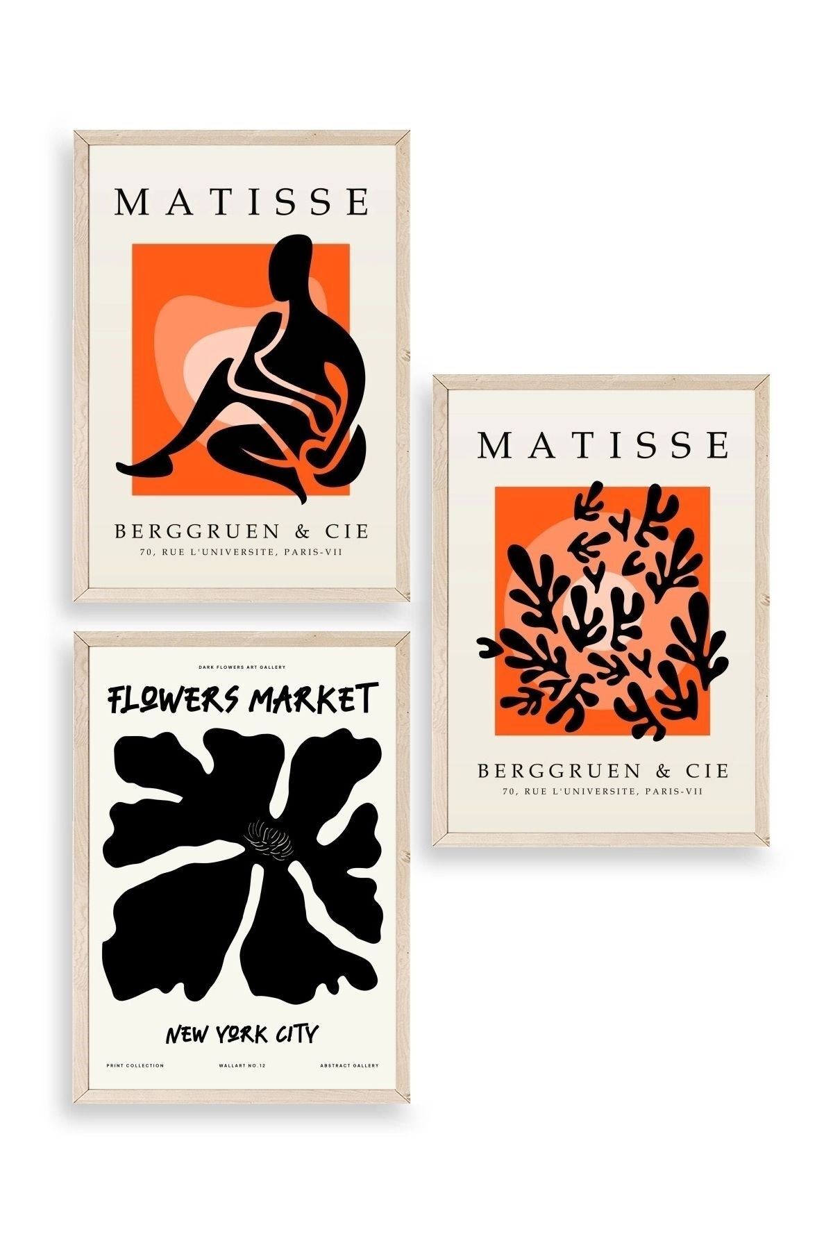 Matisse Üçlü Ahşap Çerçeveli Tablo 50 x 70