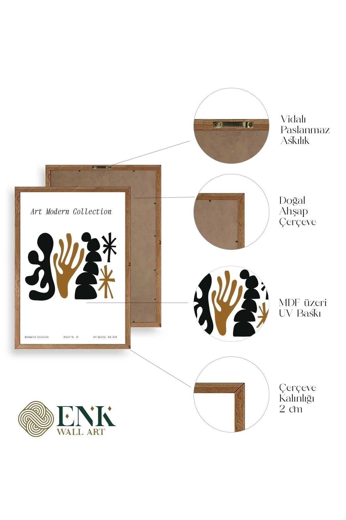 Modern Üçlü Ahşap Çerçeveli Tablo 30 x 40