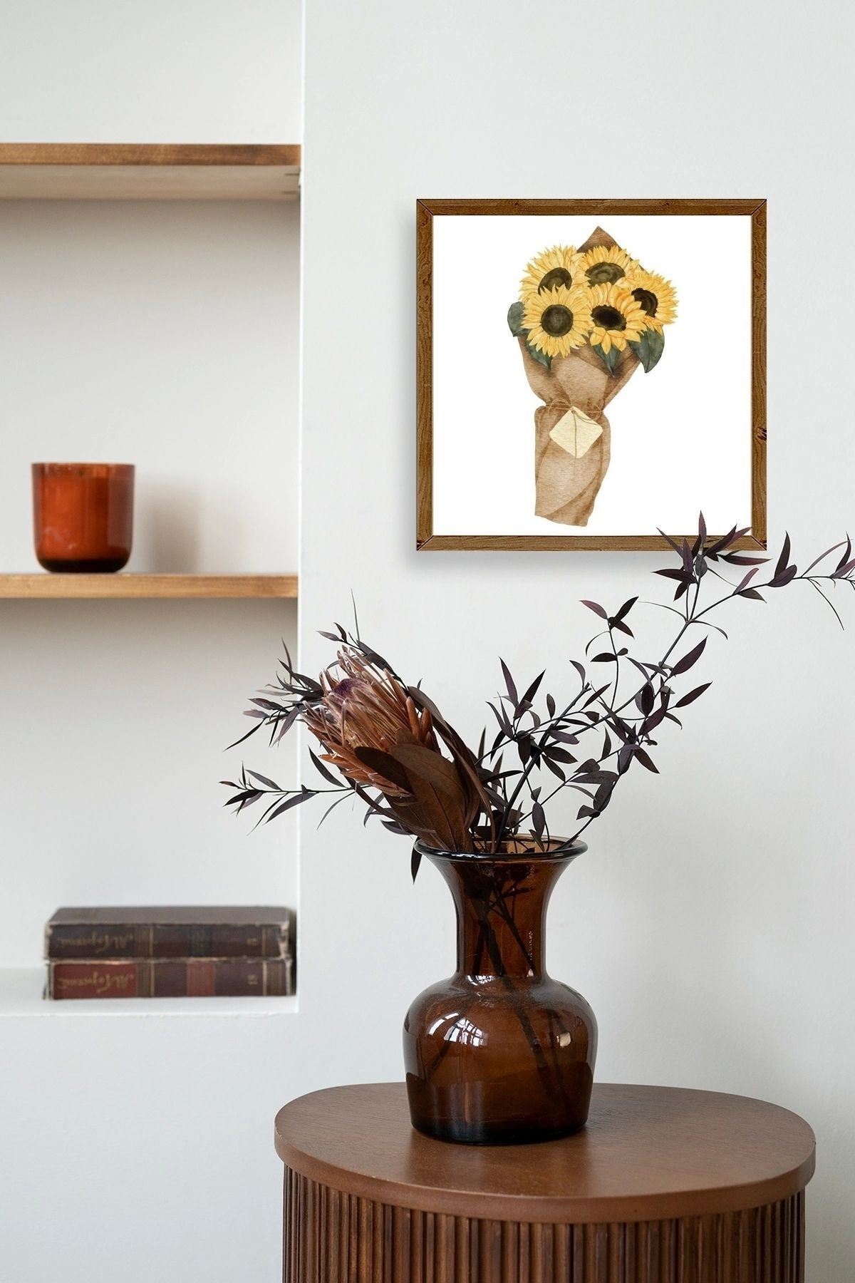 Çiçek Ahşap Çerçeveli Tablo 23 x 23