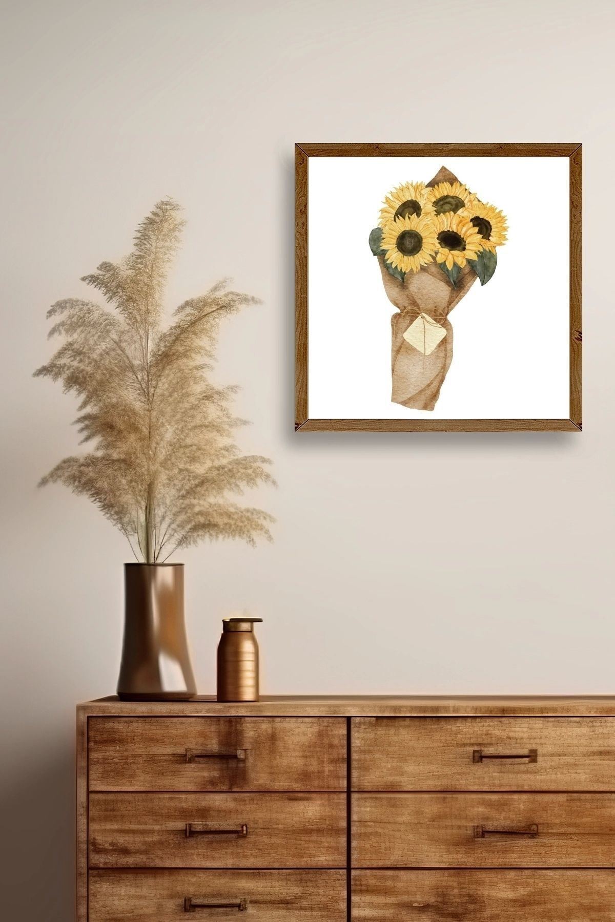 Çiçek Ahşap Çerçeveli Tablo 42 x 42