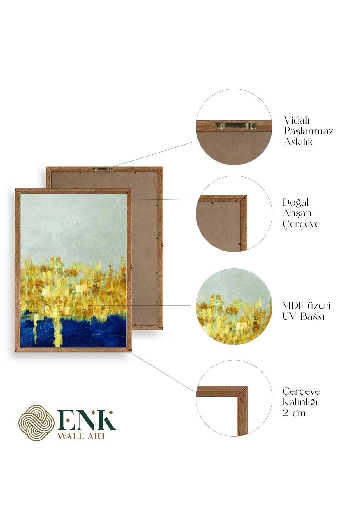 Ünlü Tablolar Üçlü Ahşap Çerçeveli Tablo 50 x 70