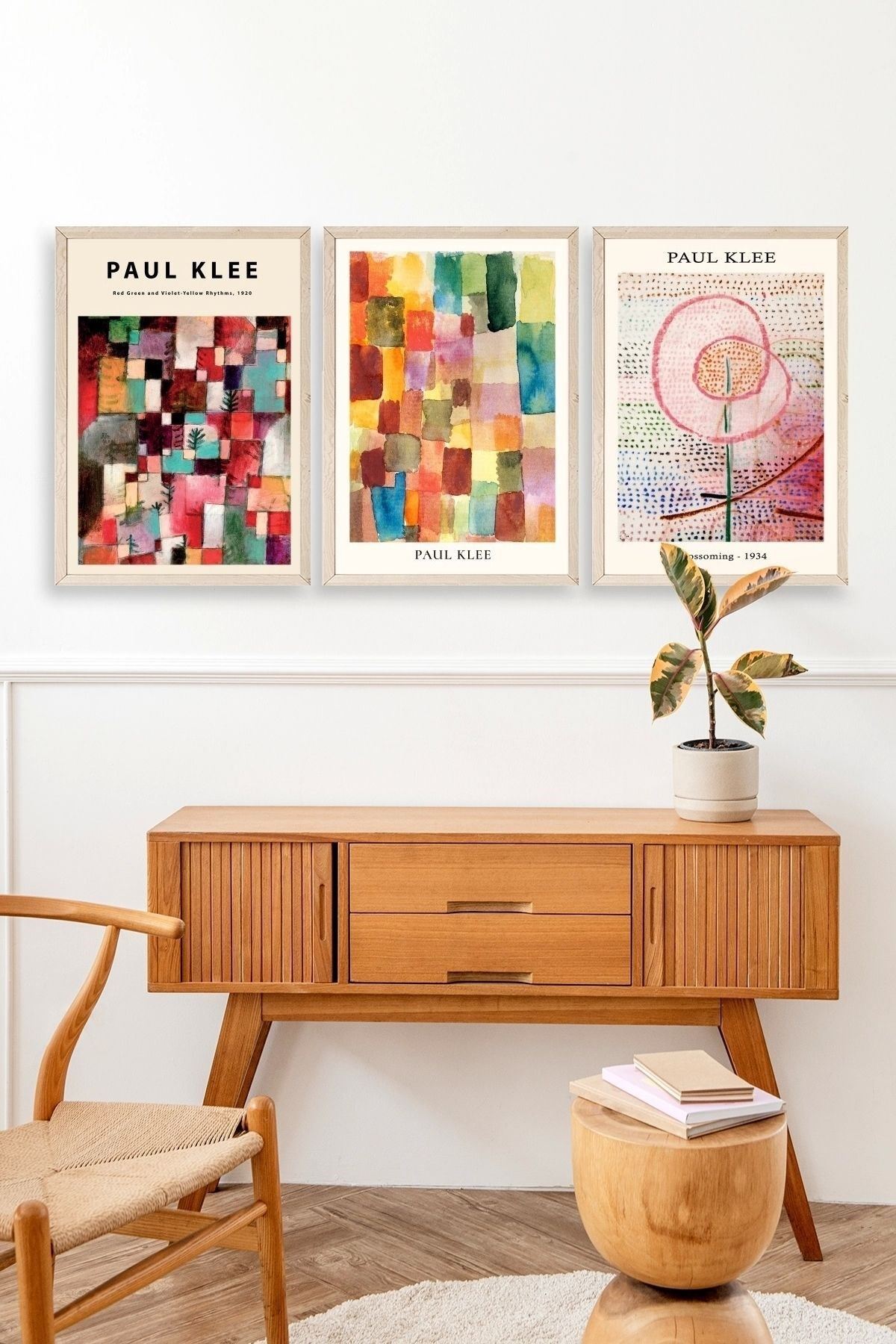 Paul Klee Üçlü Ahşap Çerçeveli Tablo 30 x 40