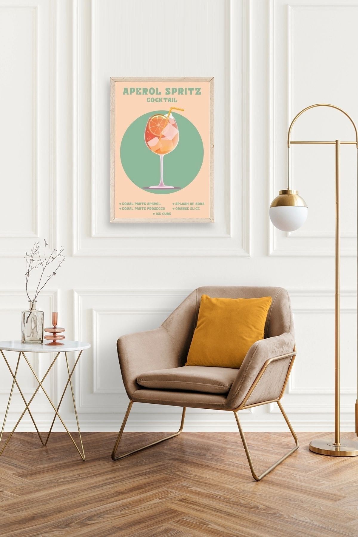 Aperol Spritz Ahşap Çerçeveli Tablo 30 x 42