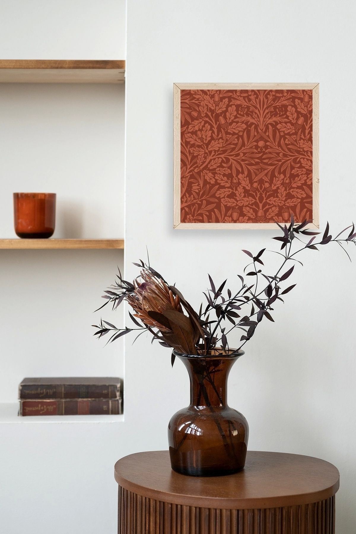 Yaprak Ahşap Çerçeveli Tablo 50 x 50