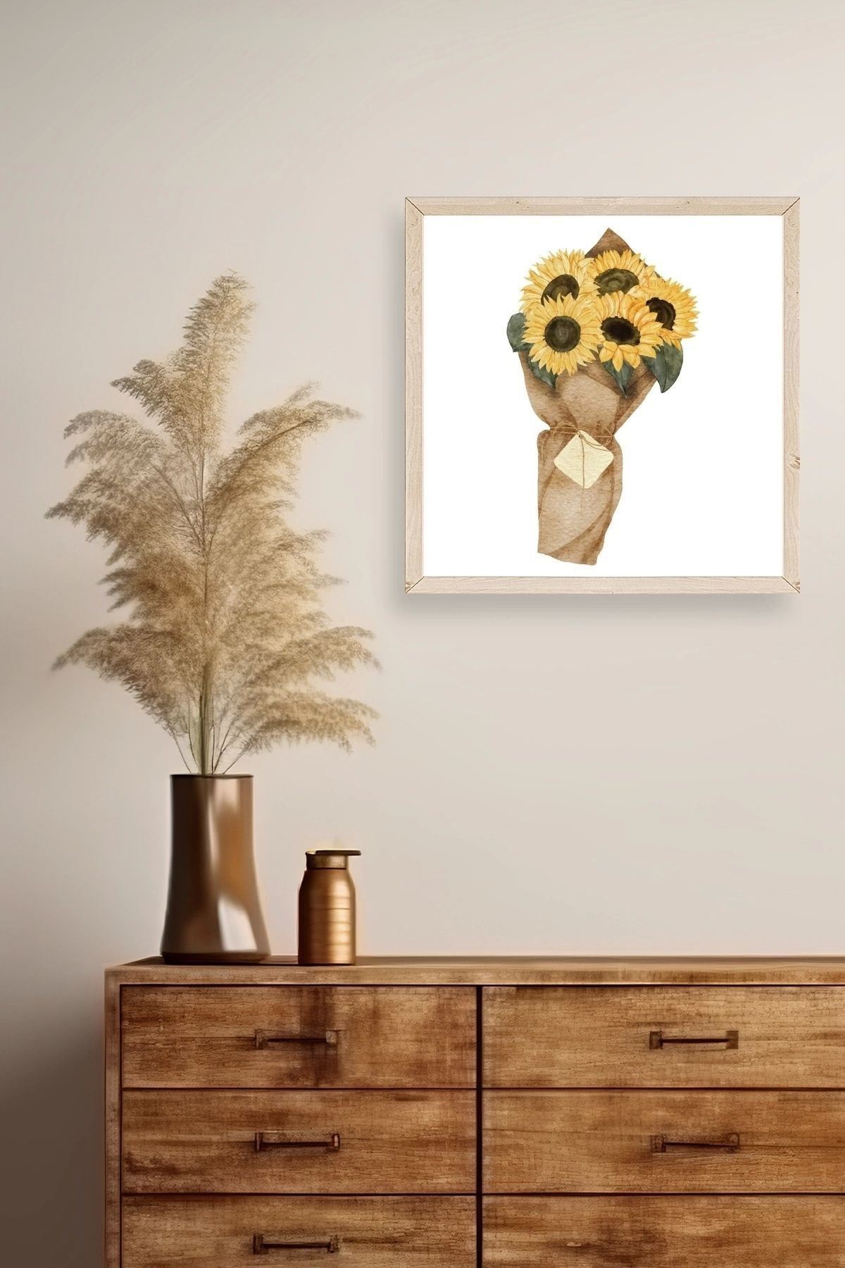 Çiçek Ahşap Çerçeveli Tablo 42 x 42