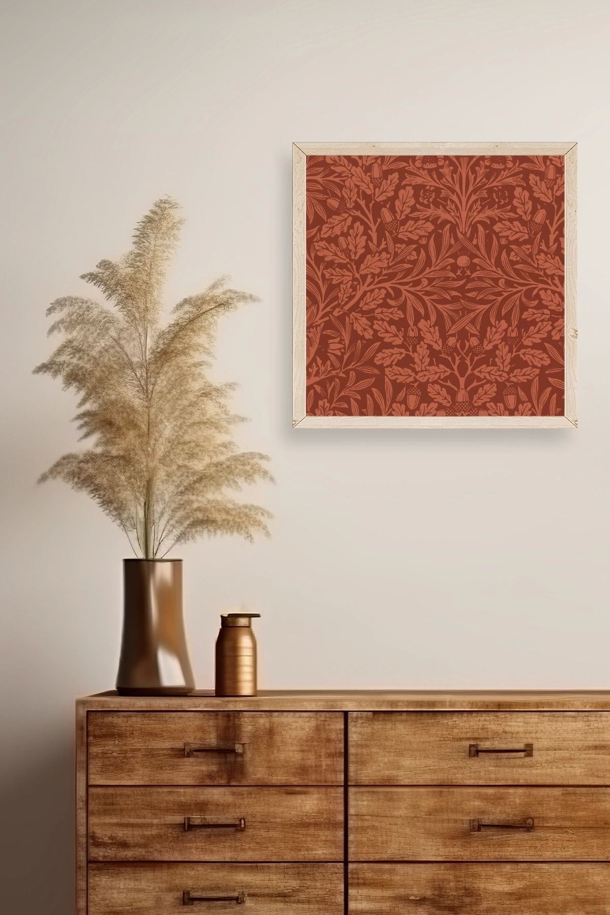 Yaprak Ahşap Çerçeveli Tablo 23 x 23