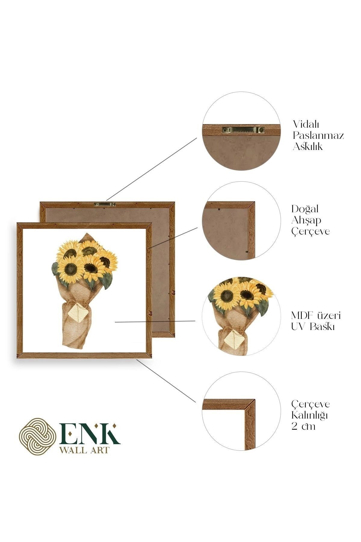 Çiçek Ahşap Çerçeveli Tablo 23 x 23