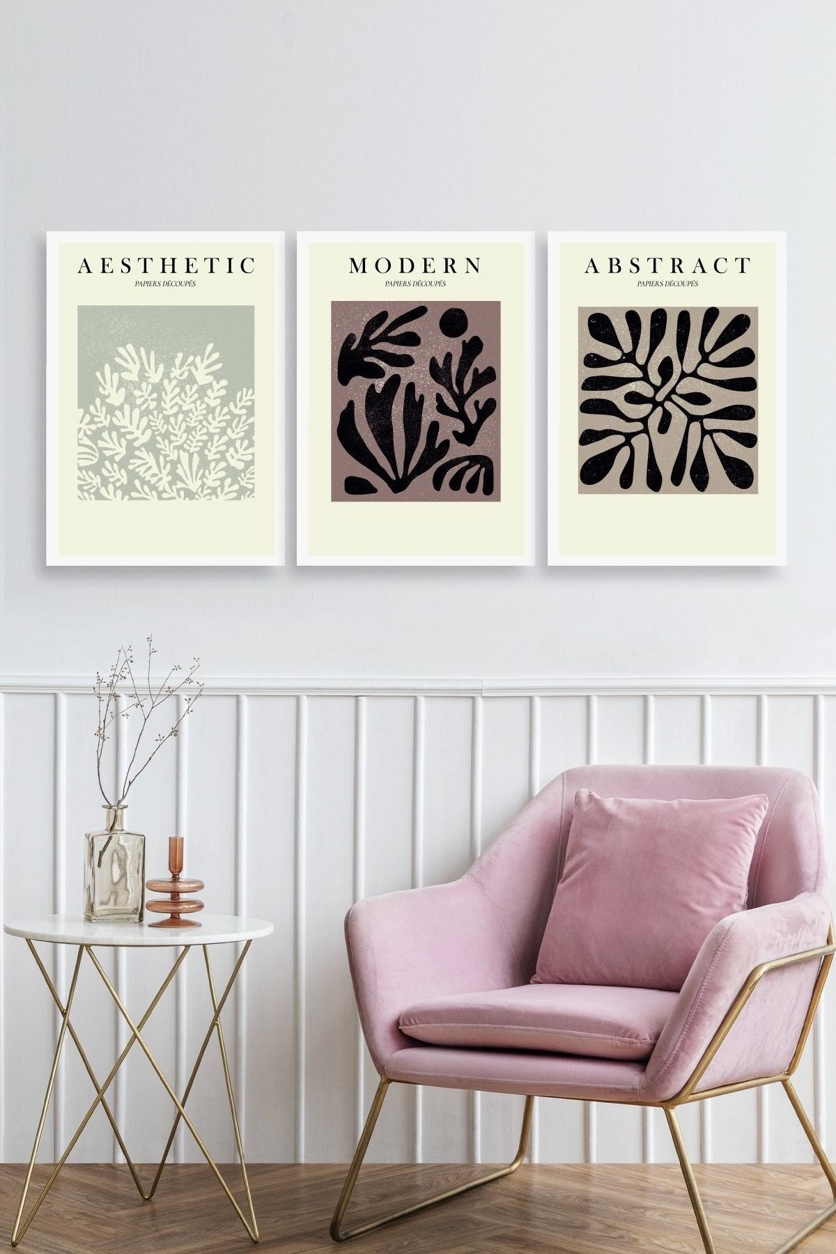 Modern Üçlü Ahşap Çerçeveli Tablo 23 x 30