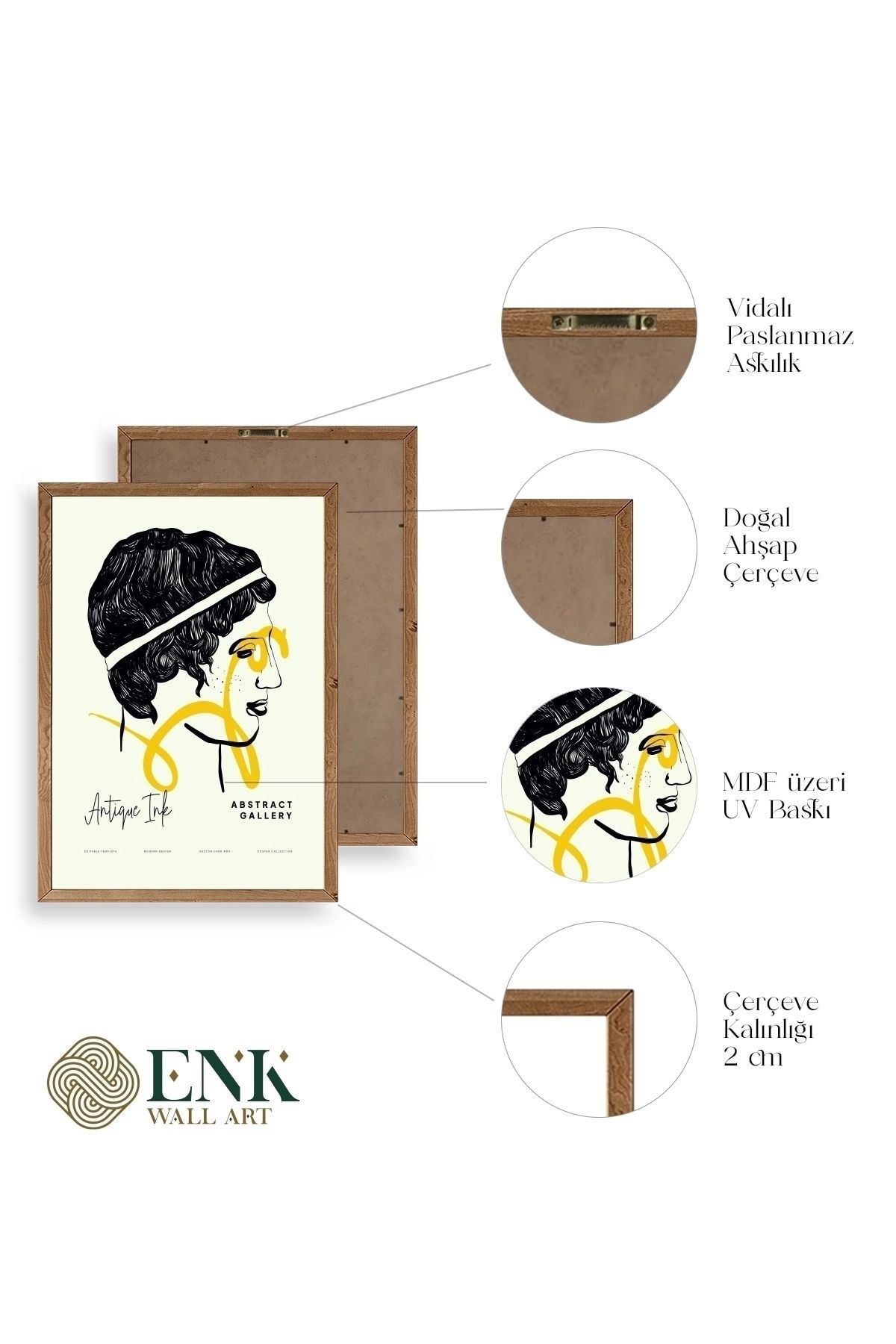 Soyut Üçlü Ahşap Çerçeveli Tablo 30 x 40