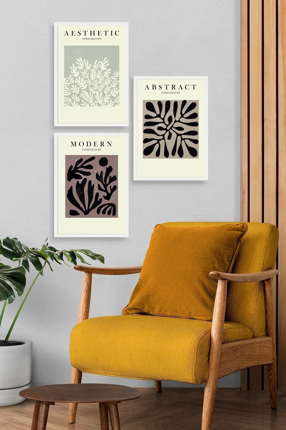 Modern Üçlü Ahşap Çerçeveli Tablo 40 x 60