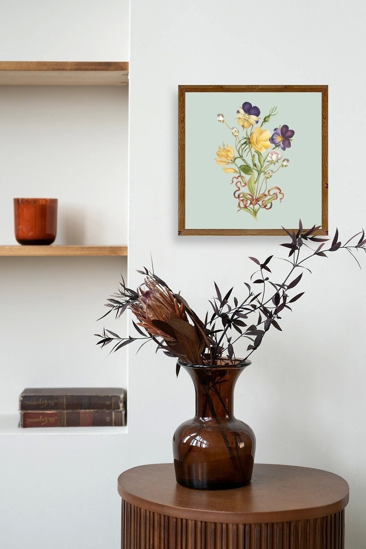 Çiçek Ahşap Çerçeveli Tablo 42 x 42