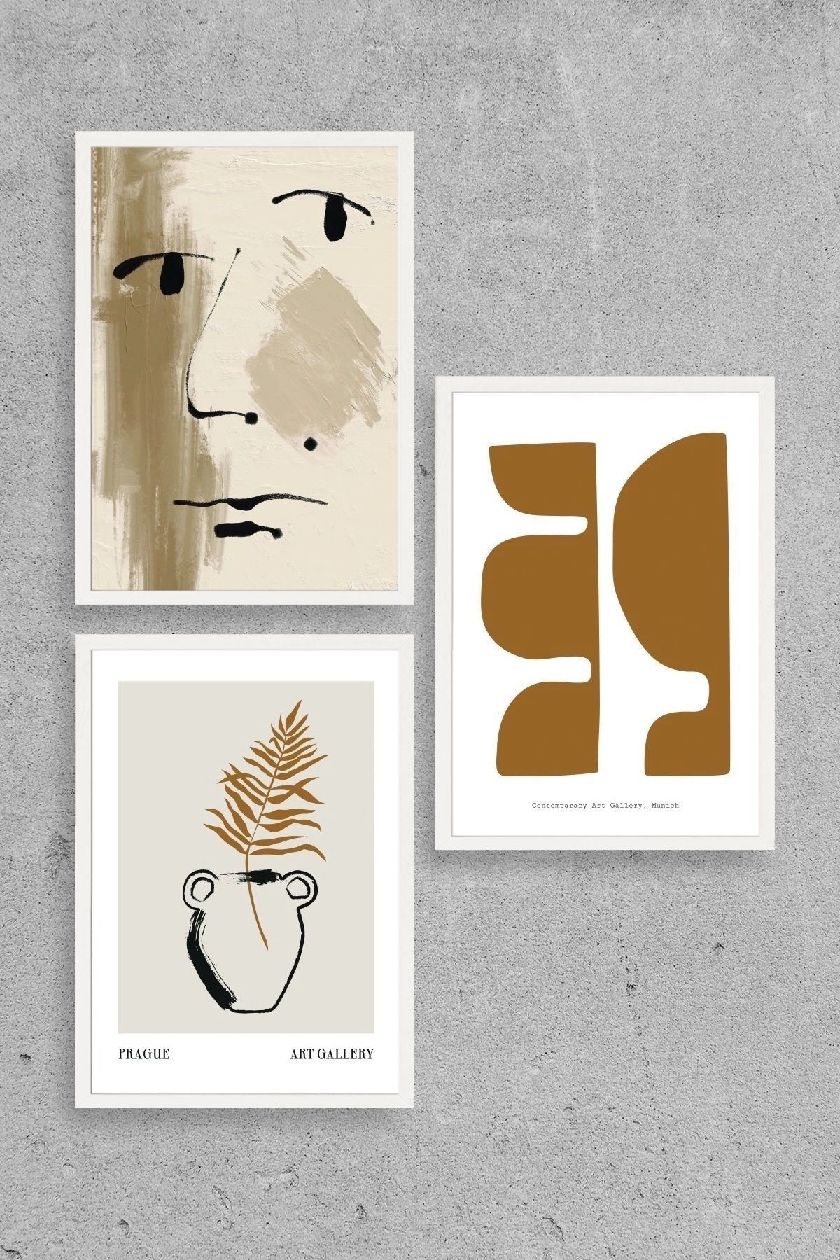 Modern Üçlü Ahşap Çerçeveli Tablo 30 x 40