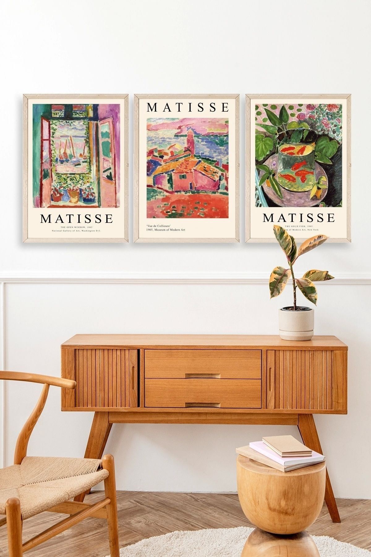 Matisse Üçlü Ahşap Çerçeveli Tablo 50 x 70