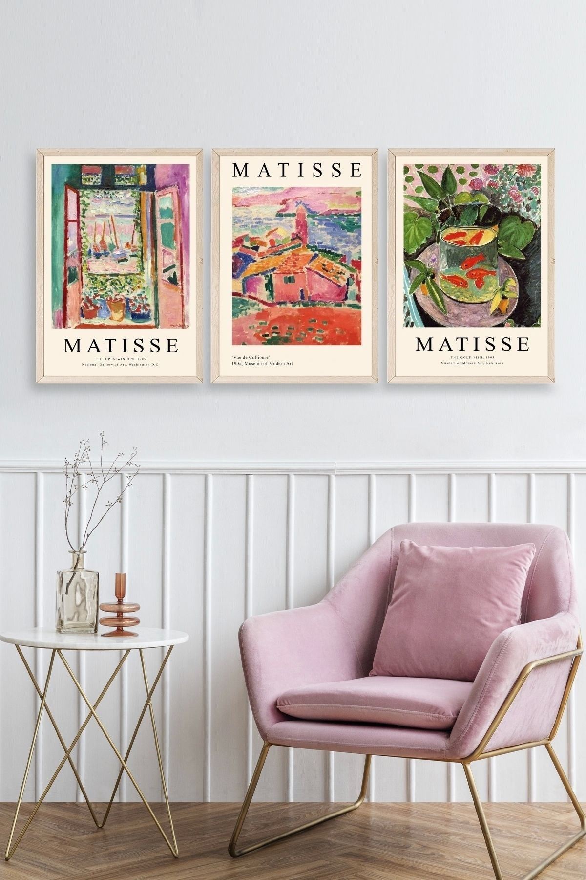 Matisse Üçlü Ahşap Çerçeveli Tablo 40 x 60