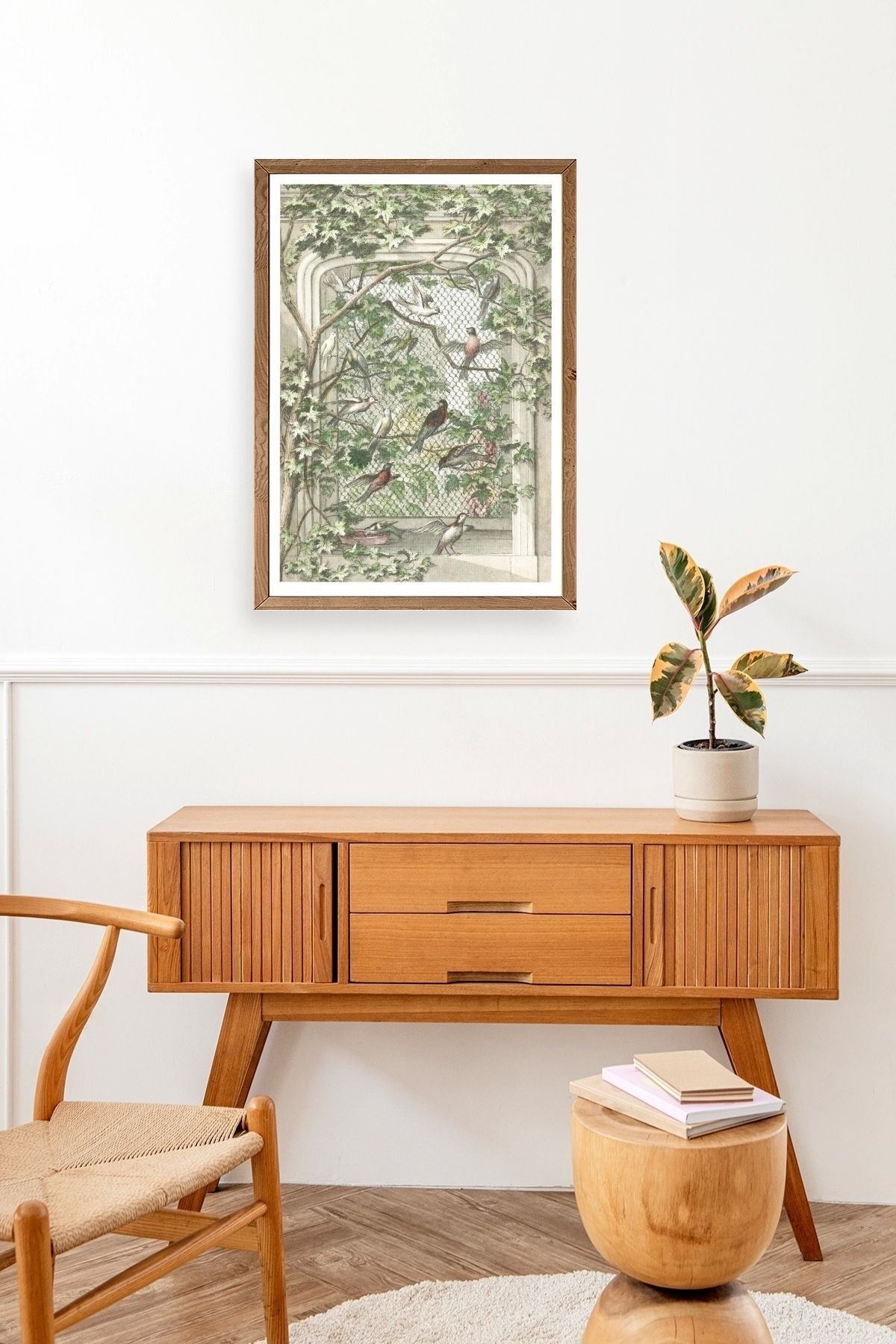 Kuşlar Ahşap Çerçeveli Tablo 50 x 70