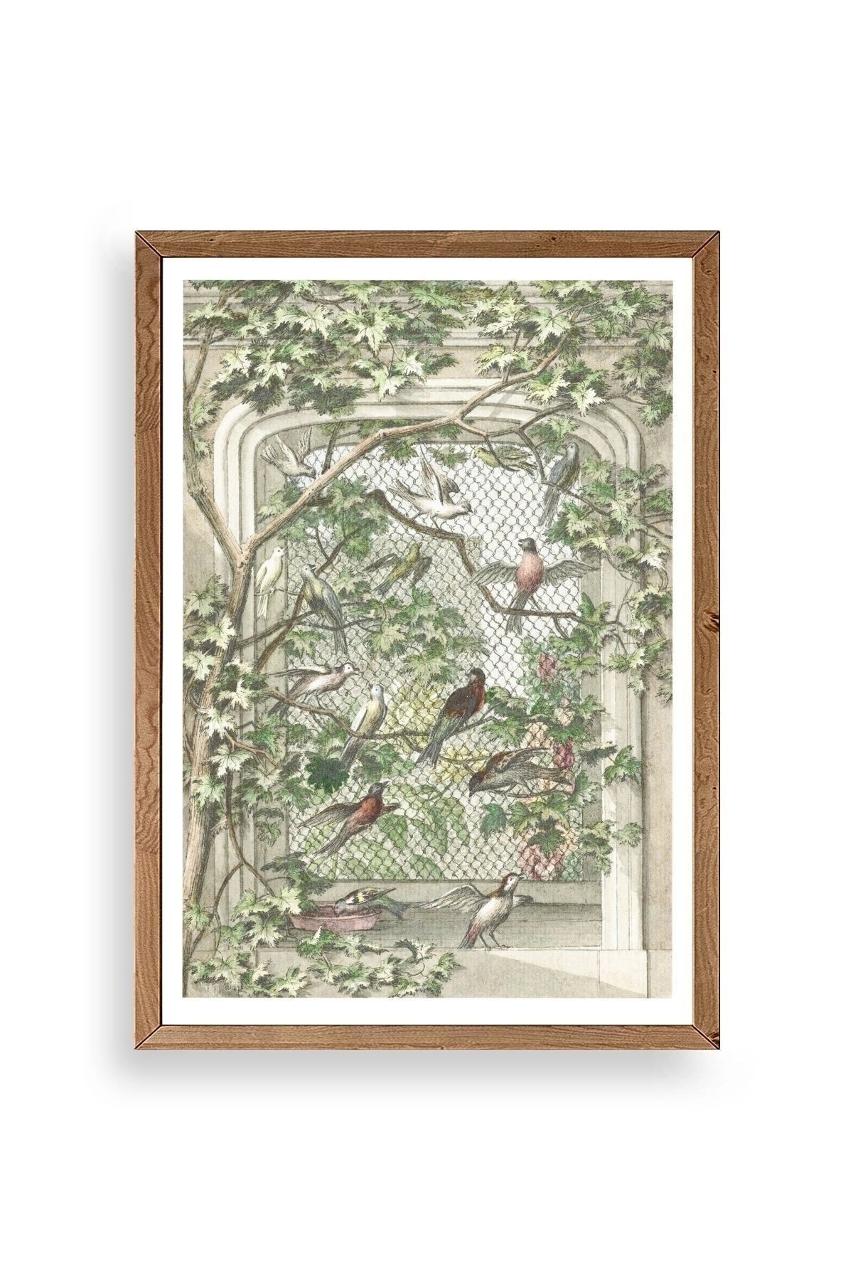 Kuşlar Ahşap Çerçeveli Tablo 17 x 23