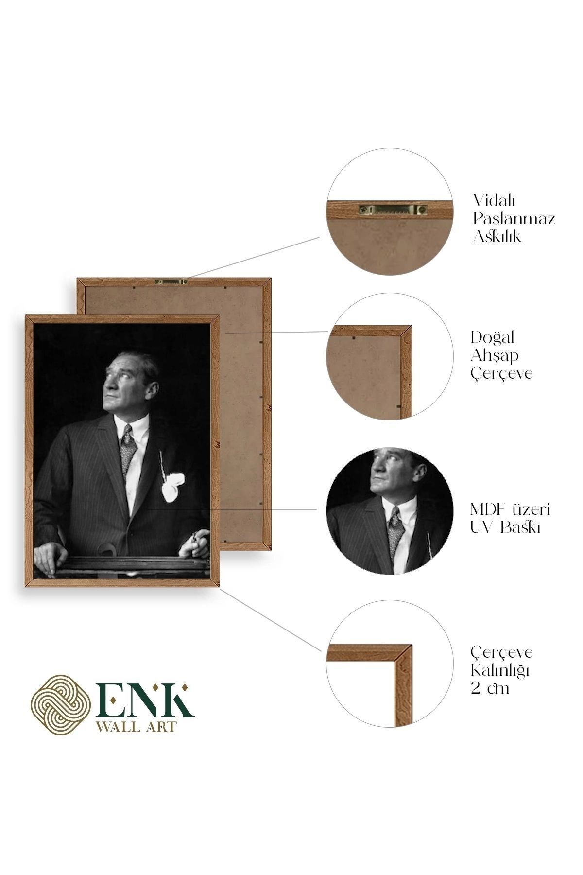 Atatürk Ahşap Çerçeveli Tablo 23 x 30