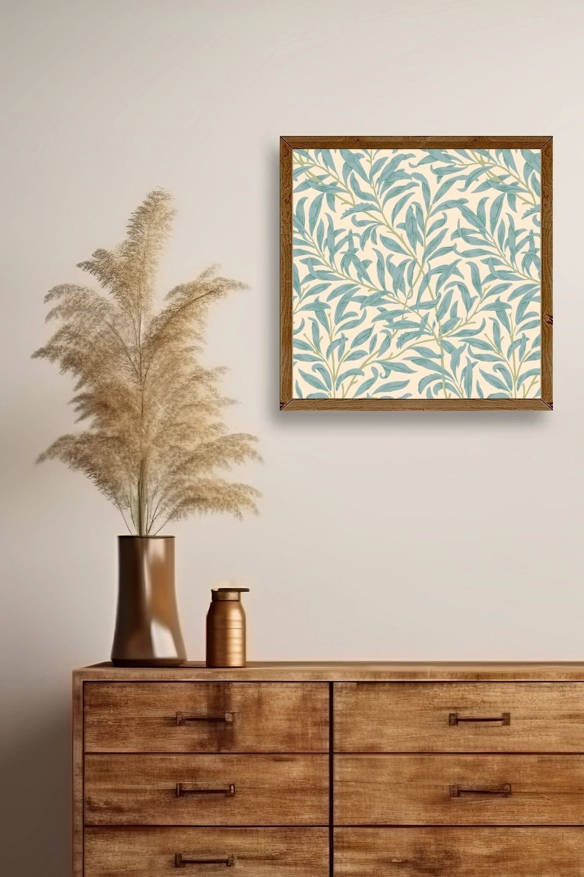 Yaprak Ahşap Çerçeveli Tablo 42 x 42