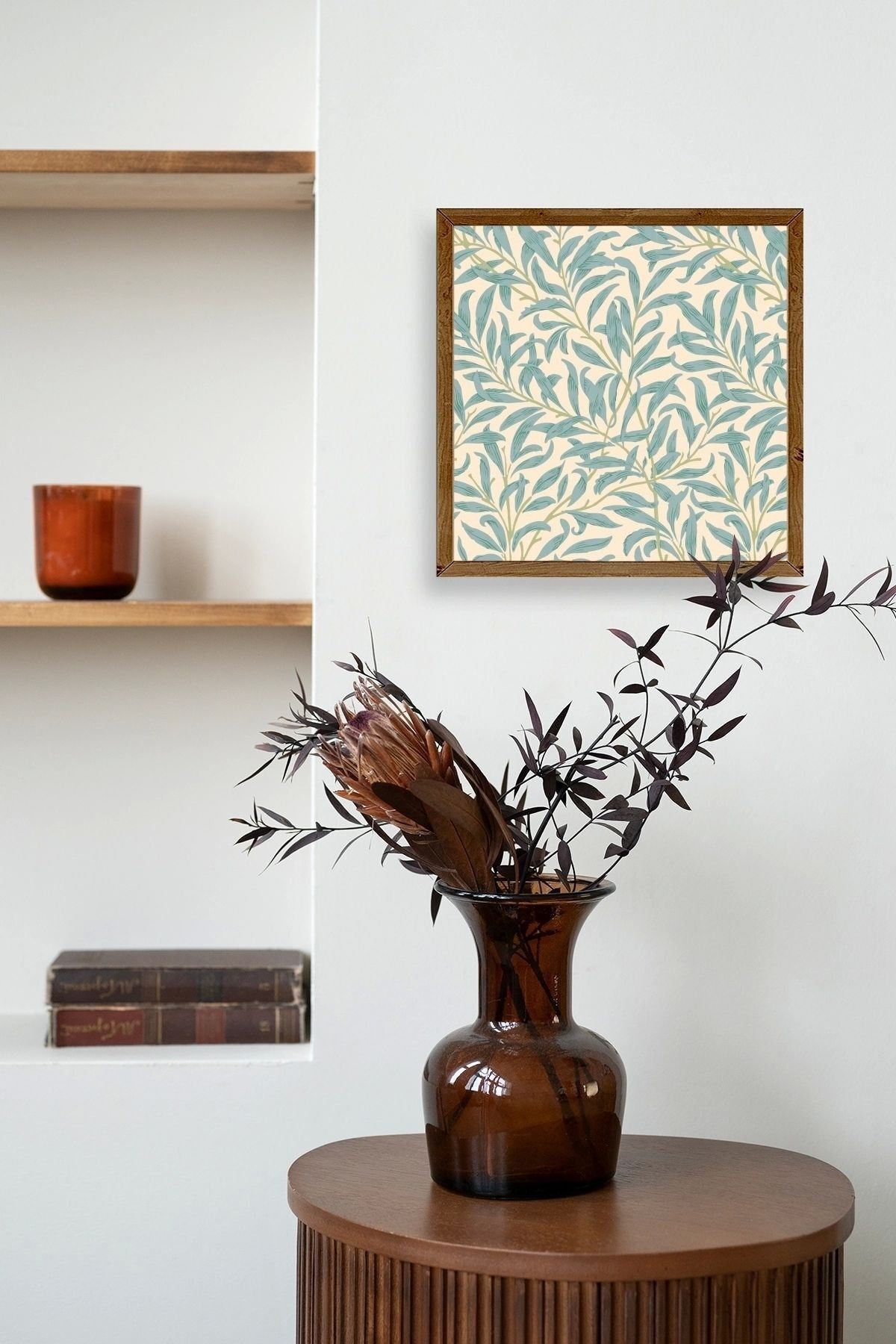 Yaprak Ahşap Çerçeveli Tablo 50 x 50