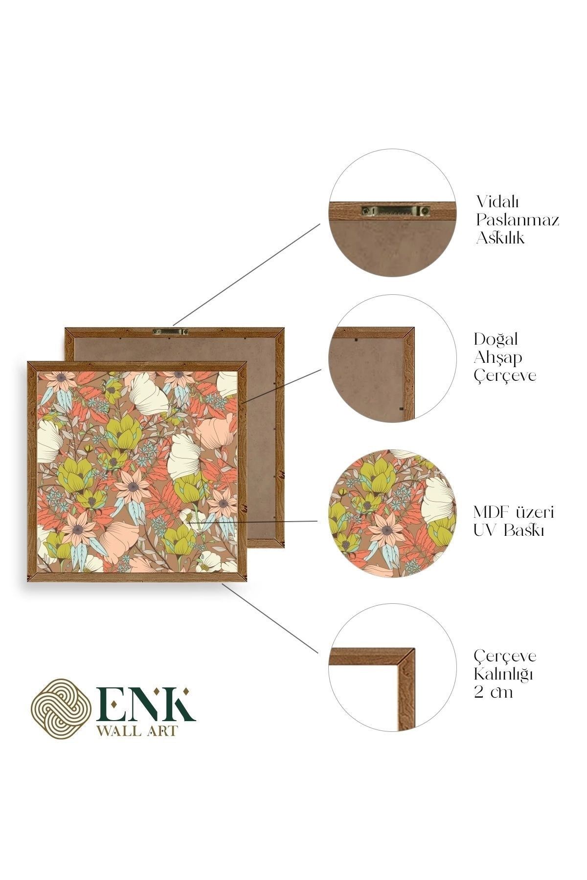 Çiçek Ahşap Çerçeveli Tablo 23 x 23