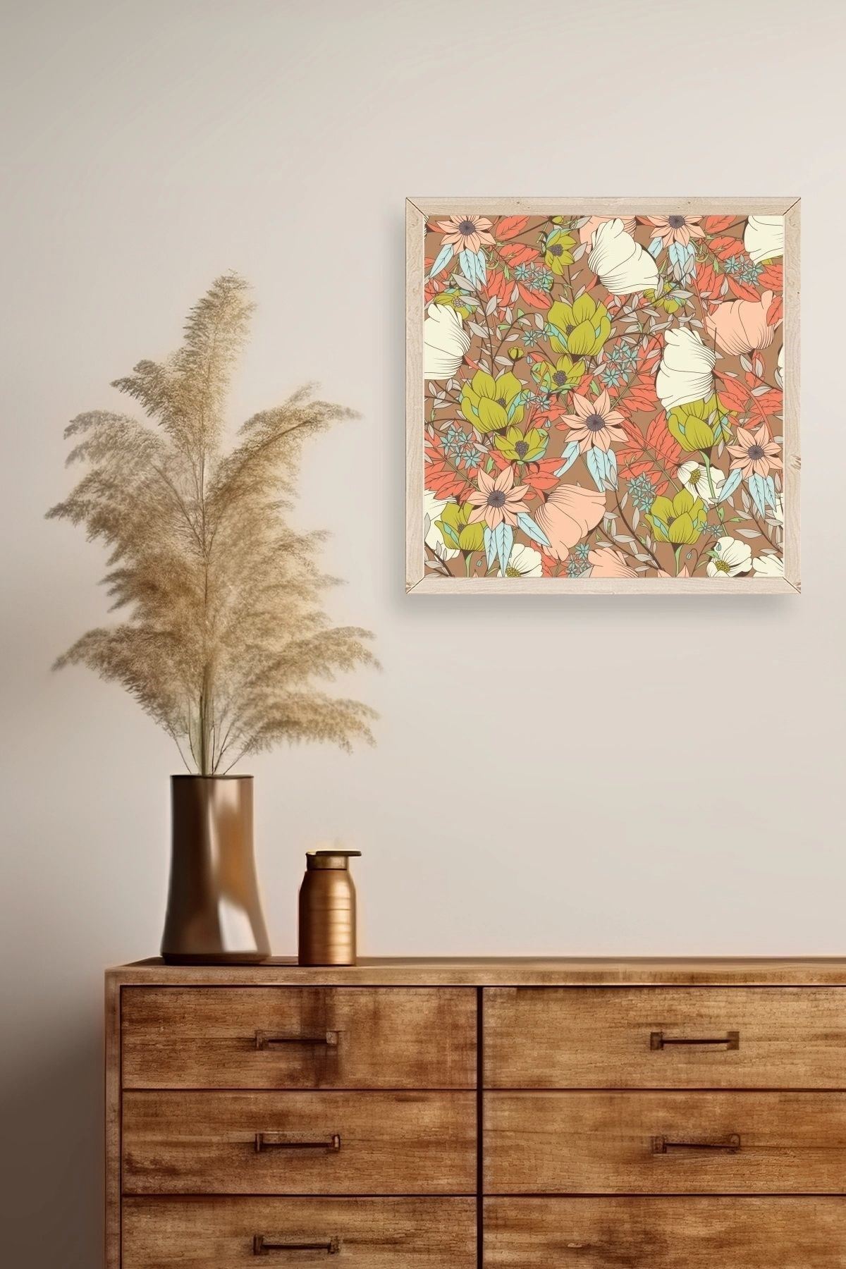 Çiçek Ahşap Çerçeveli Tablo 42 x 42